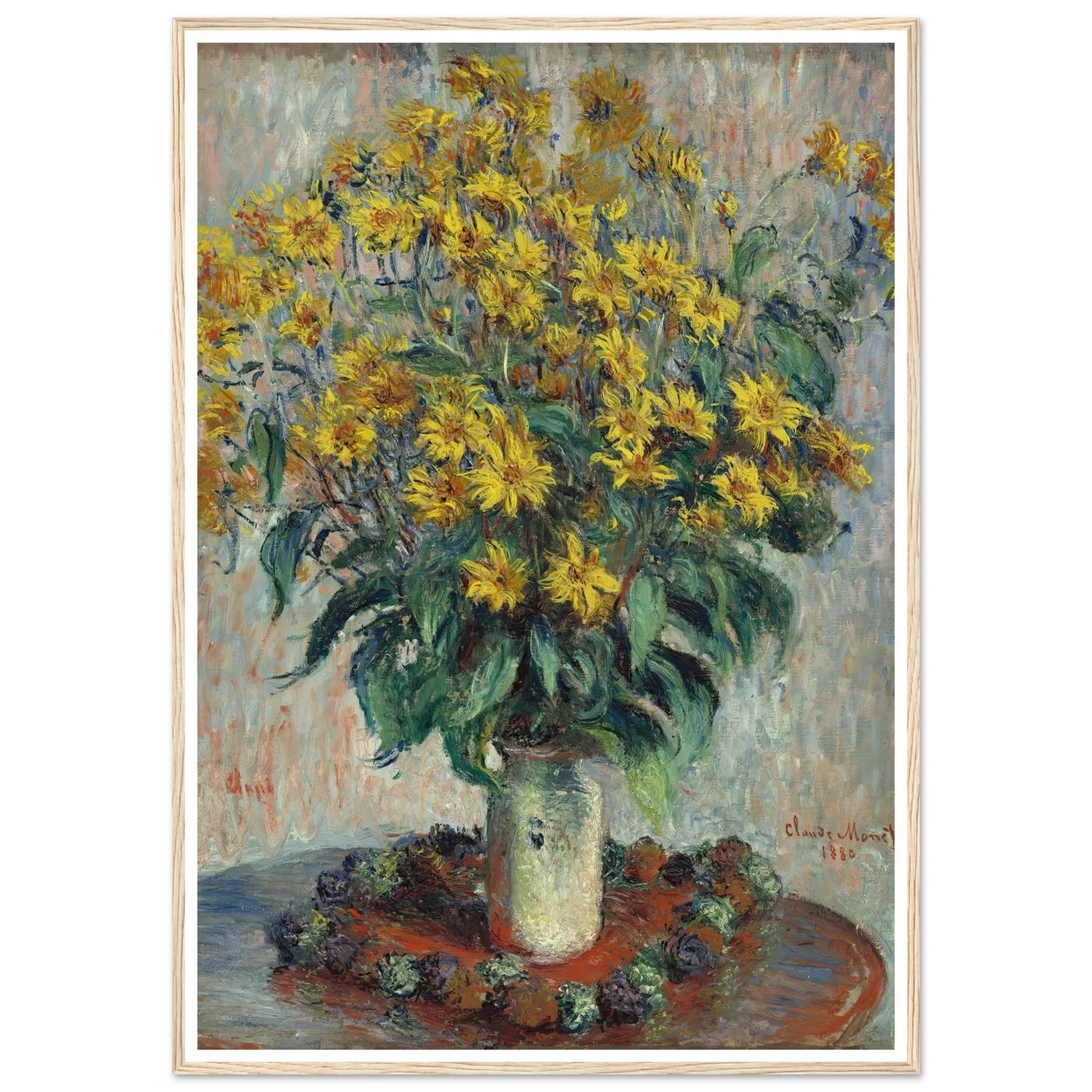 Jerusalem Artichoke Flowers (1880) Art Print | Claude Monet - Framed Poster - 30x40 cm / 12x16″ - Black frame