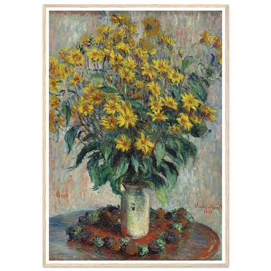 Jerusalem Artichoke Flowers (1880) Art Print | Claude Monet - Framed Poster - 30x40 cm / 12x16″ - Black frame