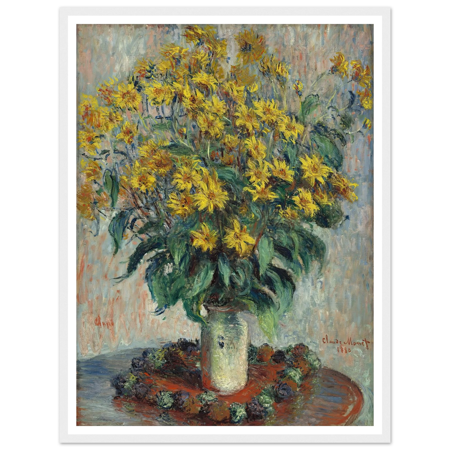 Jerusalem Artichoke Flowers (1880) Art Print | Claude Monet - Framed Poster - 30x40 cm / 12x16″ - Black frame