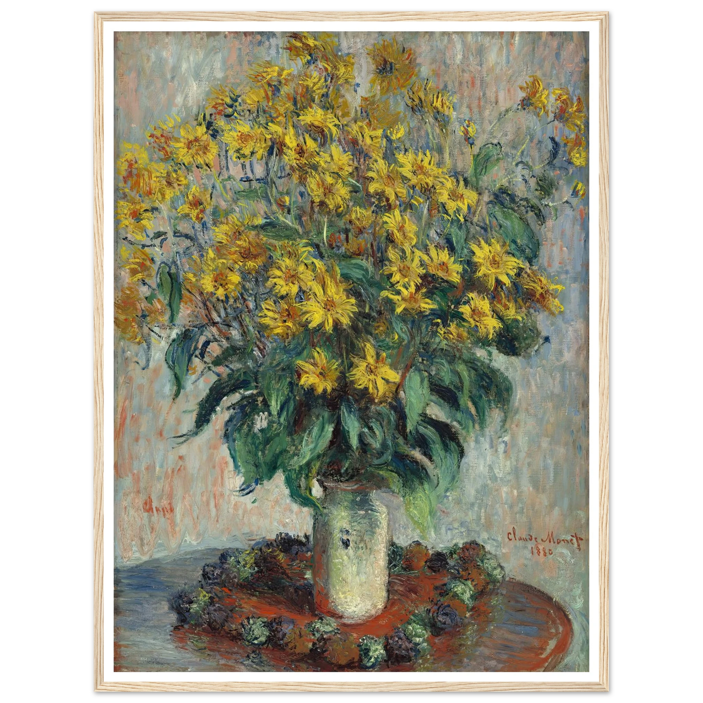 Jerusalem Artichoke Flowers (1880) Art Print | Claude Monet - Framed Poster - 30x40 cm / 12x16″ - Black frame