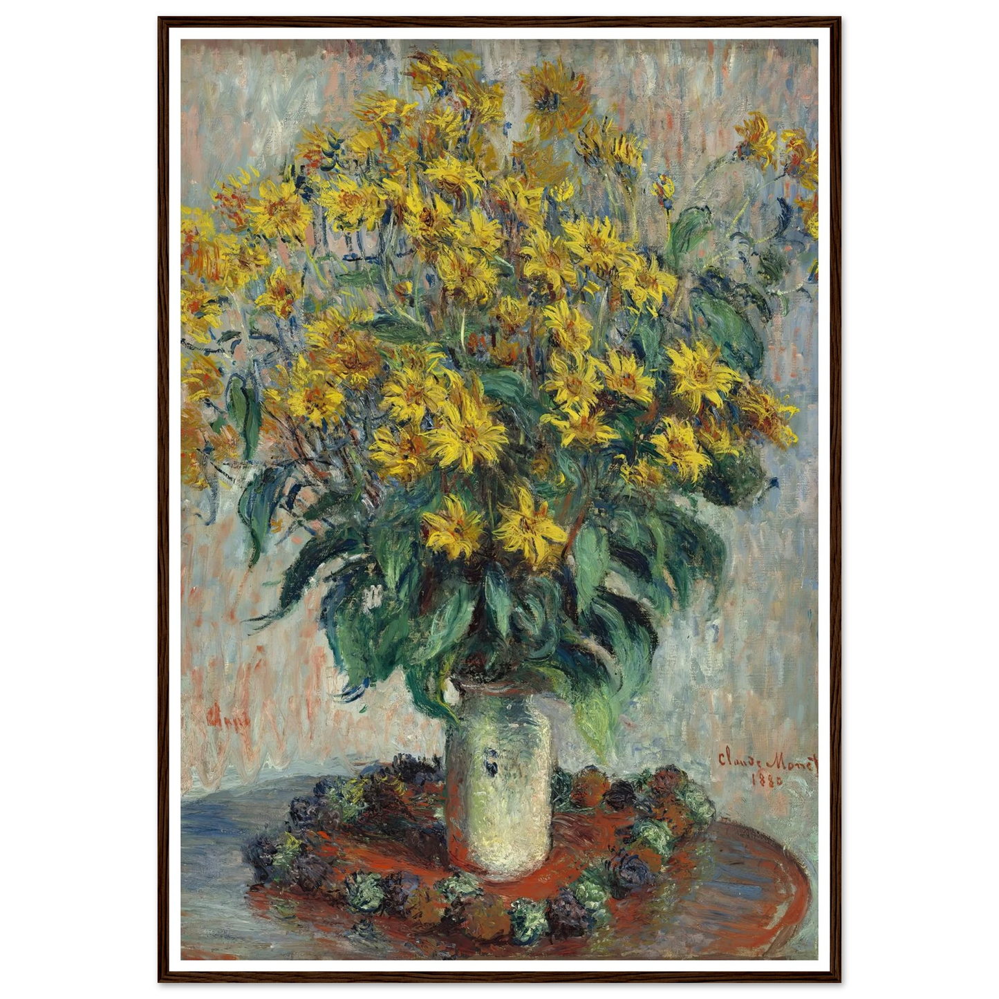 Jerusalem Artichoke Flowers (1880) Art Print | Claude Monet - Framed Poster - 30x40 cm / 12x16″ - Black frame