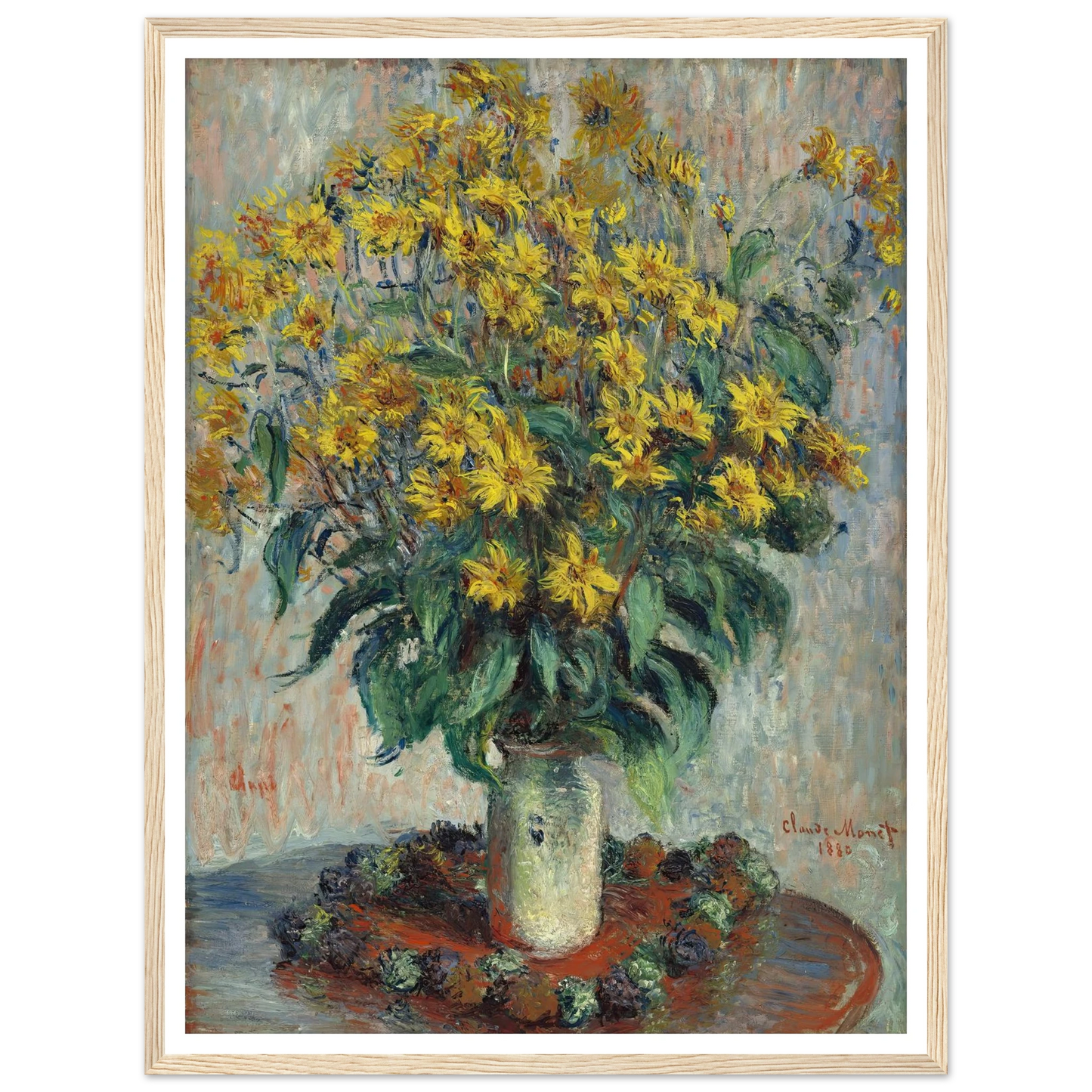 Jerusalem Artichoke Flowers (1880) Art Print | Claude Monet - Framed Poster - 30x40 cm / 12x16″ - Black frame