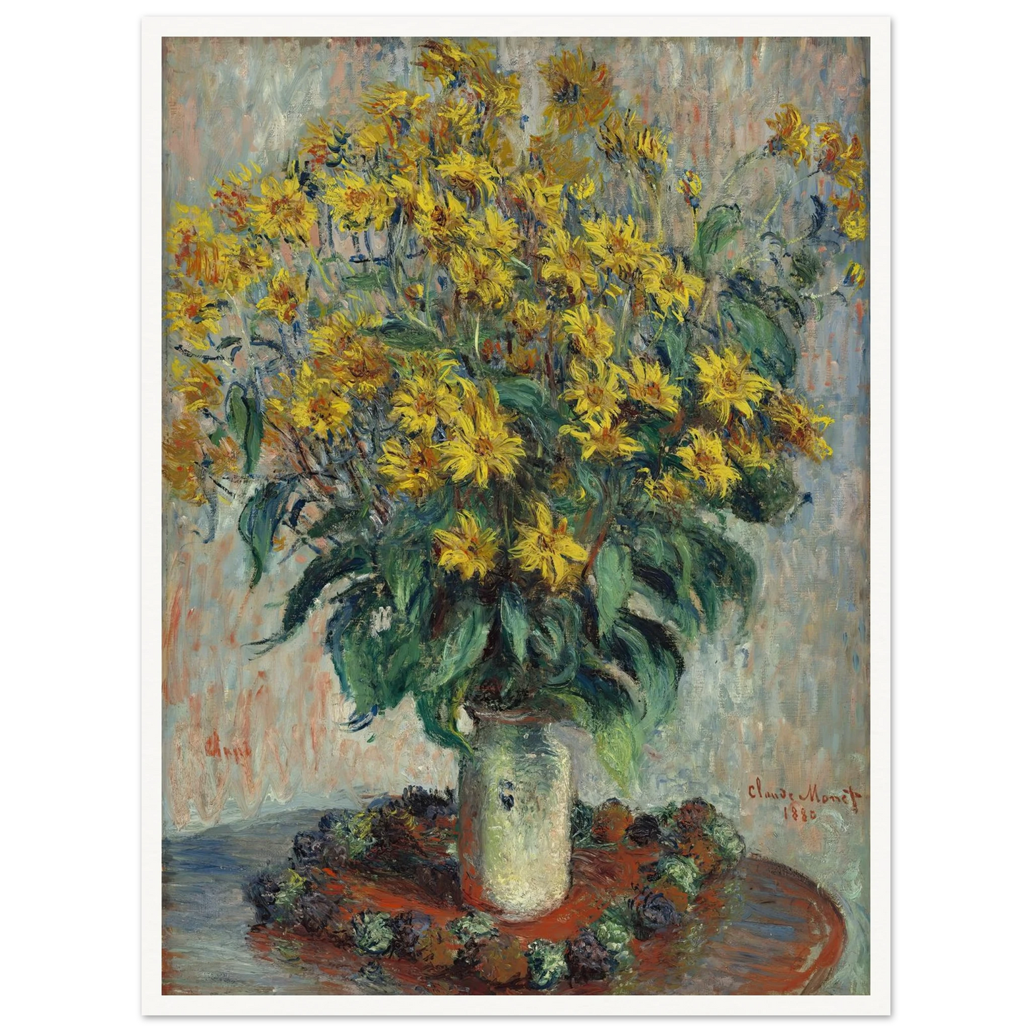 Jerusalem Artichoke Flowers (1880) Art Print | Claude Monet - Framed Poster - 30x40 cm / 12x16″ - Black frame