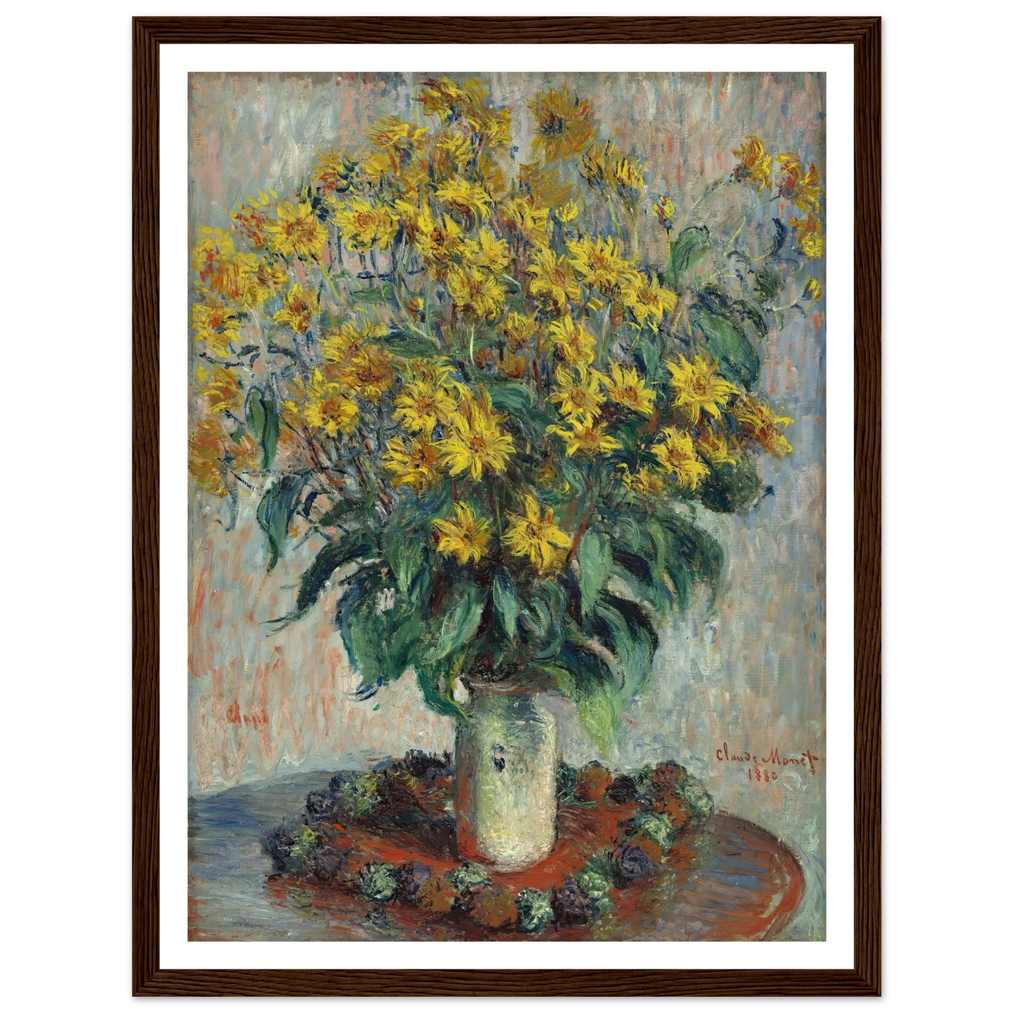 Jerusalem Artichoke Flowers (1880) Art Print | Claude Monet - Framed Poster - 30x40 cm / 12x16″ - Black frame
