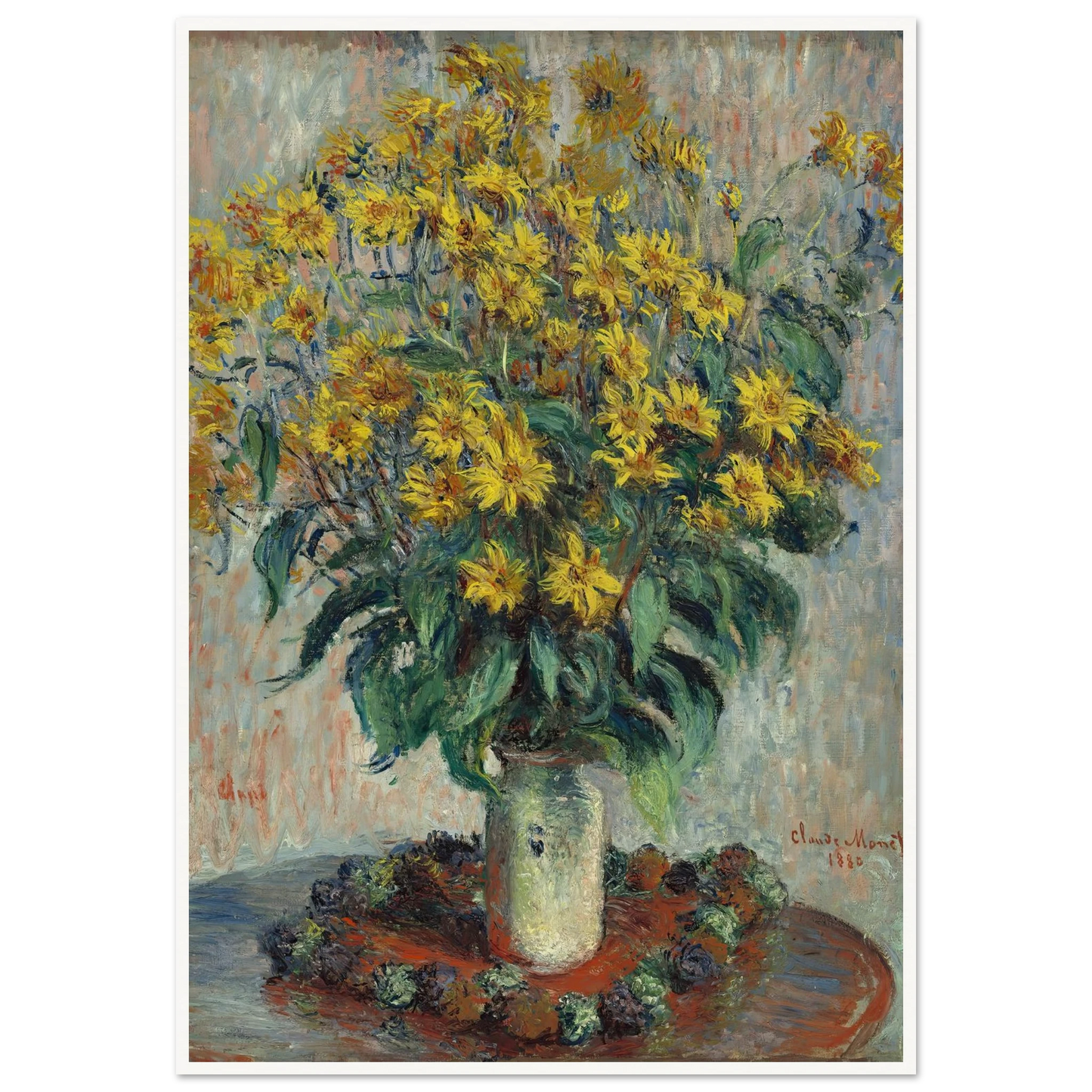 Jerusalem Artichoke Flowers (1880) Art Print | Claude Monet - Framed Poster - 30x40 cm / 12x16″ - Black frame