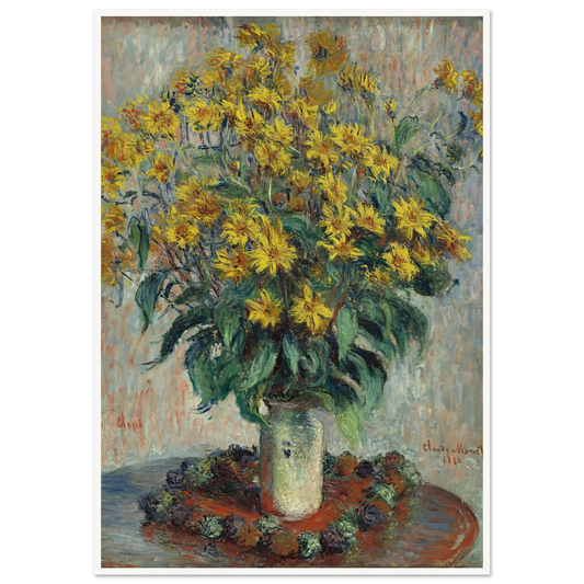 Jerusalem Artichoke Flowers (1880) Art Print | Claude Monet - Framed Poster - 30x40 cm / 12x16″ - Black frame