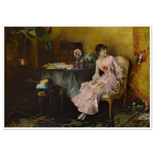 Jeune Femme En Rose Avec Son Enfant (1882) Art Print | Pascal Adolphe Jean Dagnan Bouveret - Framed Poster - 30x40 cm / 12x16″ - Black frame