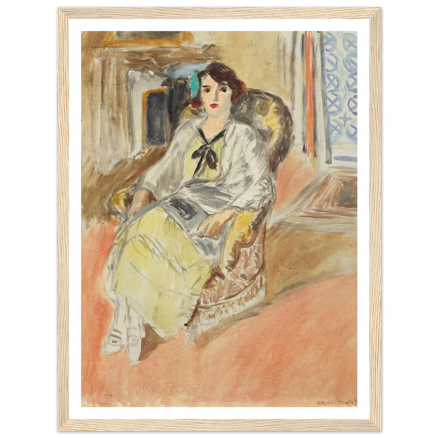 Jeune fille assise, robe jaune (1921-1922) Art Print | Henri Matisse - Framed Poster - 30x40 cm / 12x16″ - Black frame