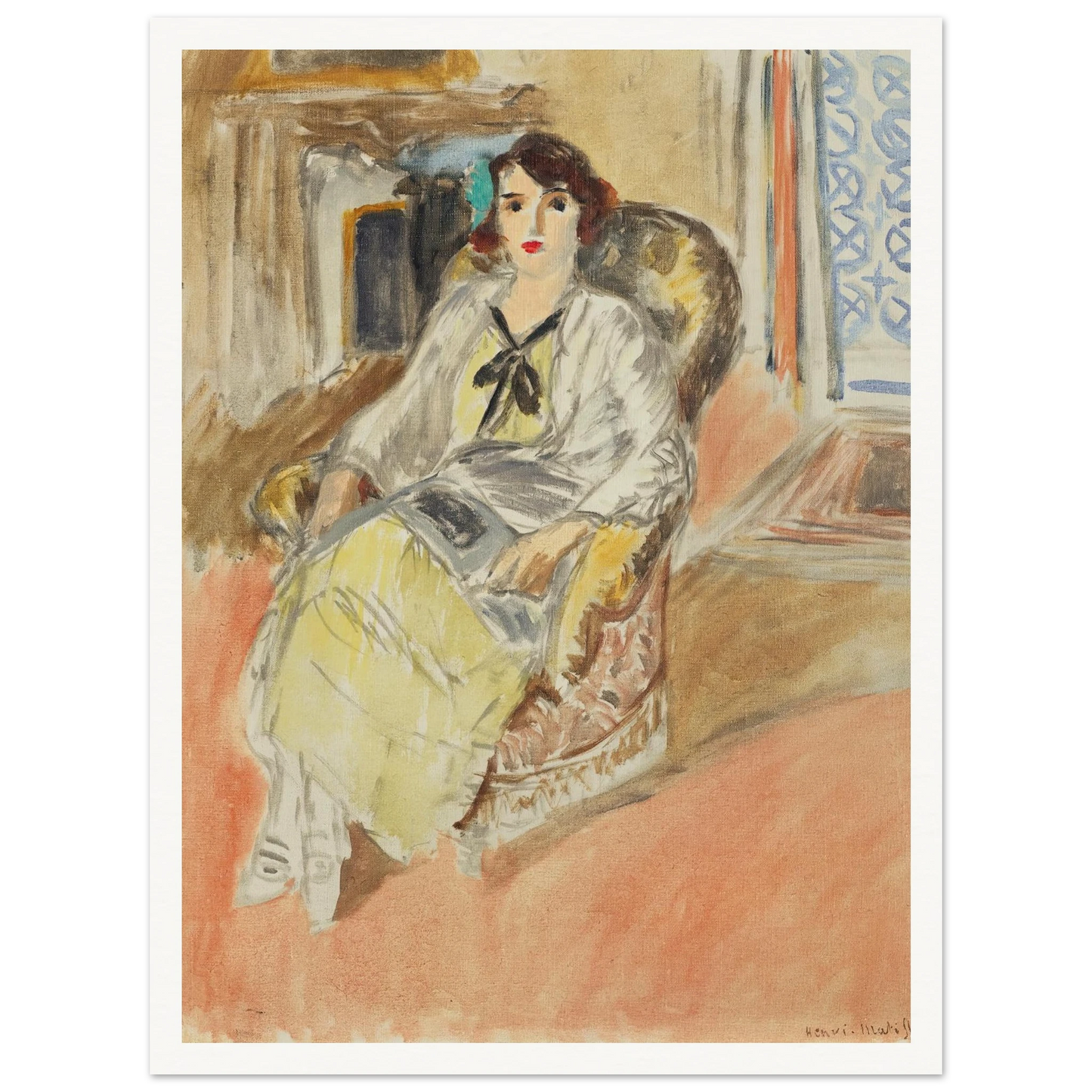 Jeune fille assise, robe jaune (1921-1922) Art Print | Henri Matisse - Framed Poster - 30x40 cm / 12x16″ - Black frame