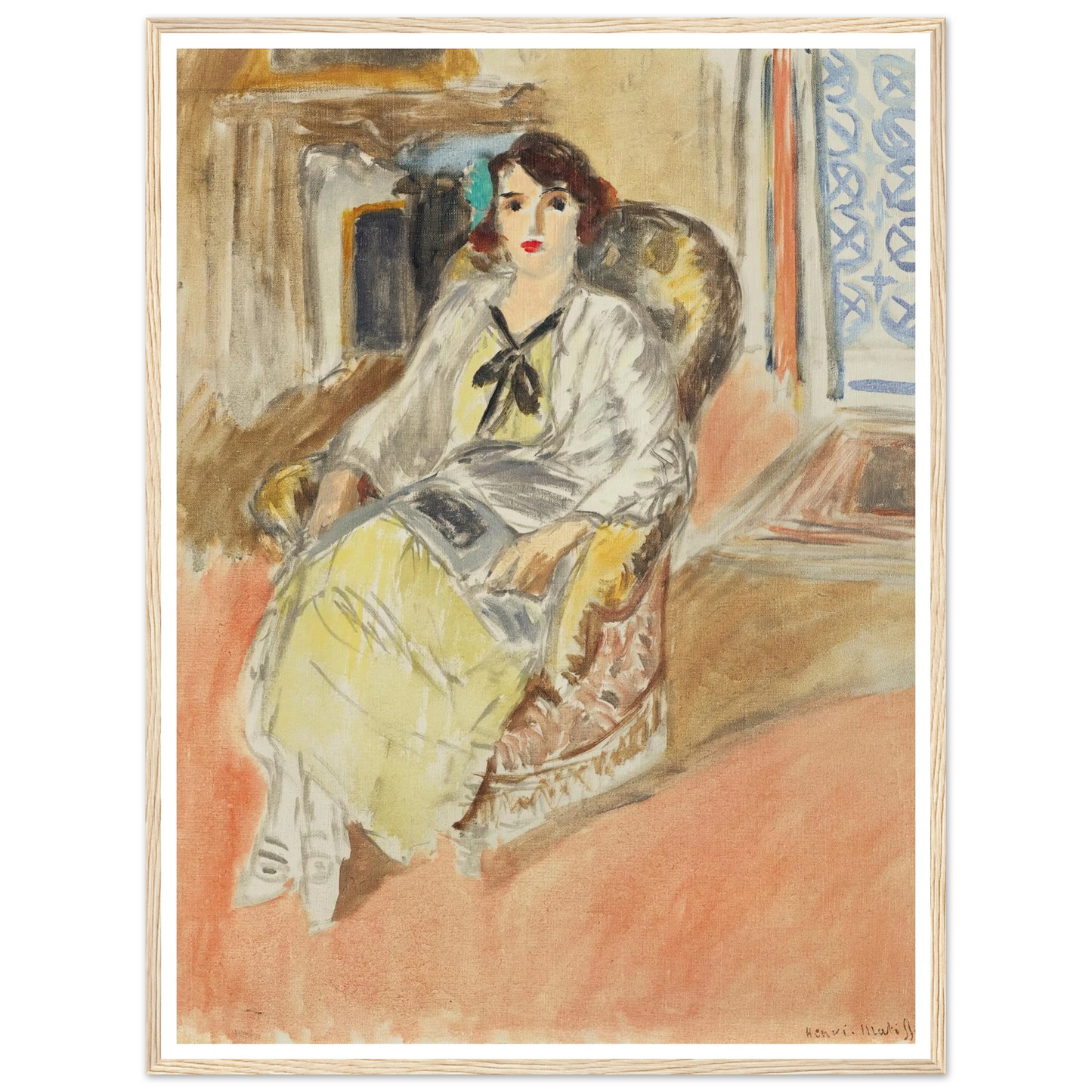 Jeune fille assise, robe jaune (1921-1922) Art Print | Henri Matisse - Framed Poster - 30x40 cm / 12x16″ - Black frame