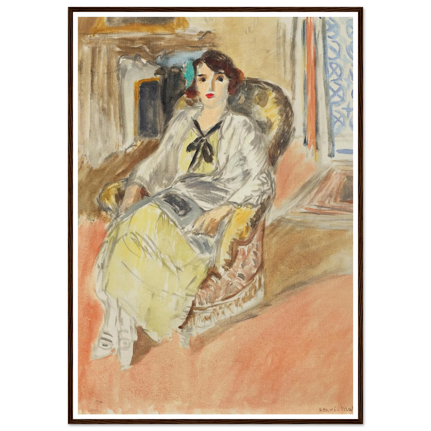 Jeune fille assise, robe jaune (1921-1922) Art Print | Henri Matisse - Framed Poster - 30x40 cm / 12x16″ - Black frame
