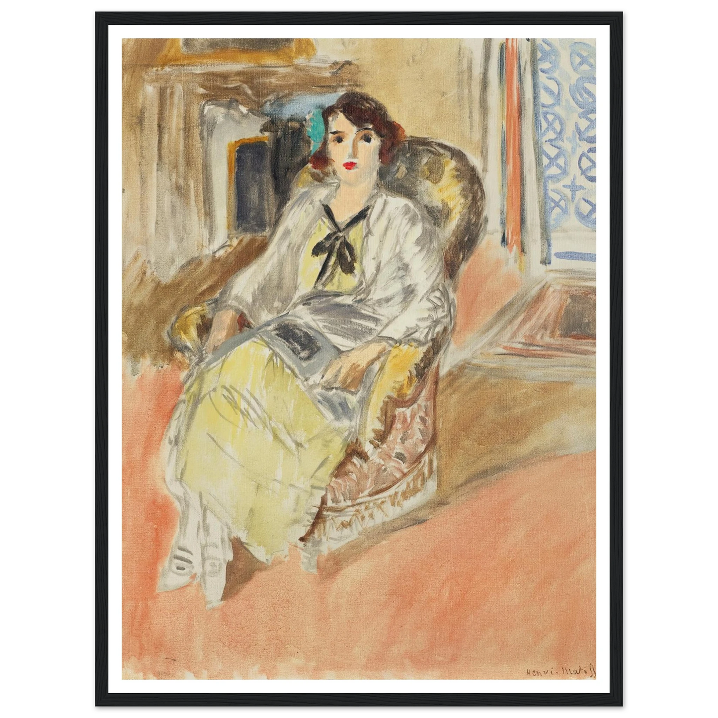 Jeune fille assise, robe jaune (1921-1922) Art Print | Henri Matisse - Framed Poster - 30x40 cm / 12x16″ - Black frame