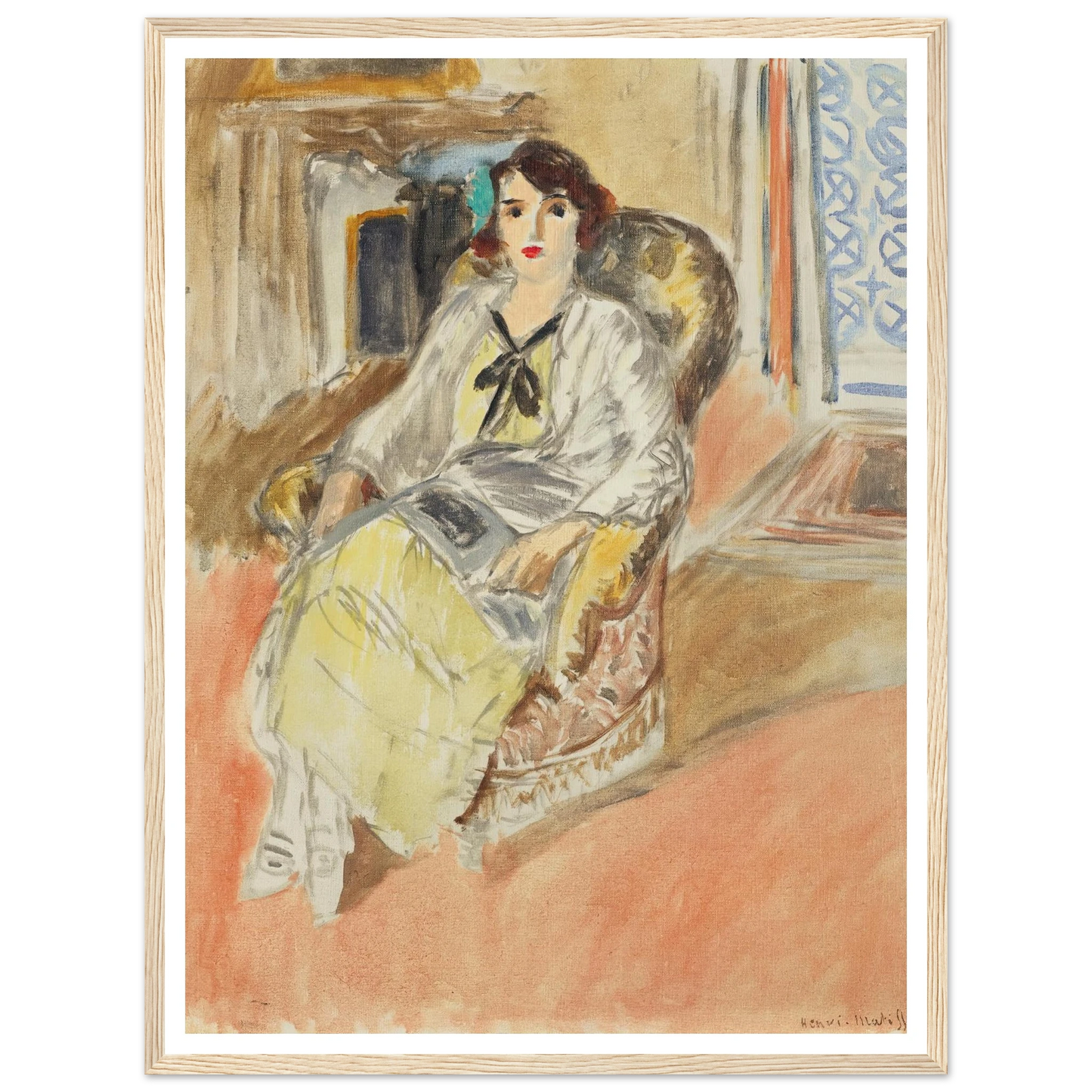 Jeune fille assise, robe jaune (1921-1922) Art Print | Henri Matisse - Framed Poster - 30x40 cm / 12x16″ - Black frame