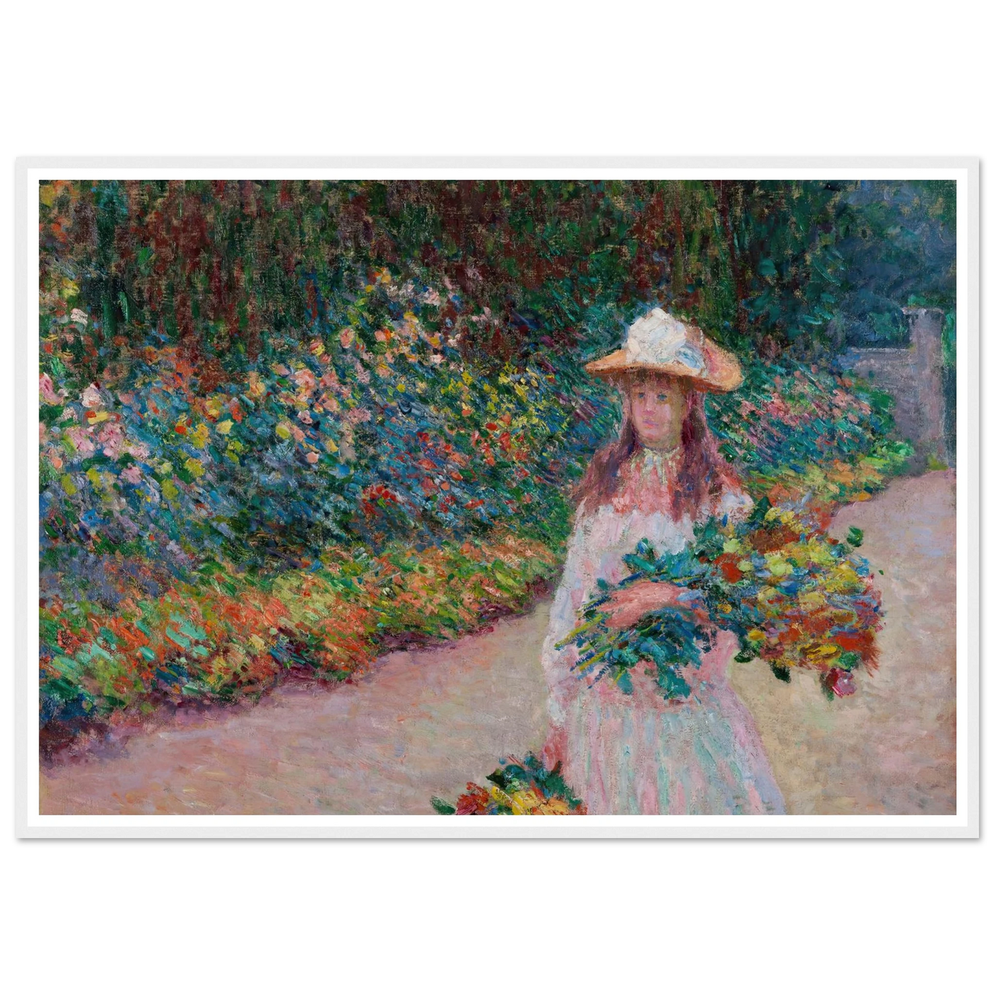Jeune fille dans le jardin de Giverny (1888) Art Print | Claude Monet - Framed Poster - 30x40 cm / 12x16″ - Black frame