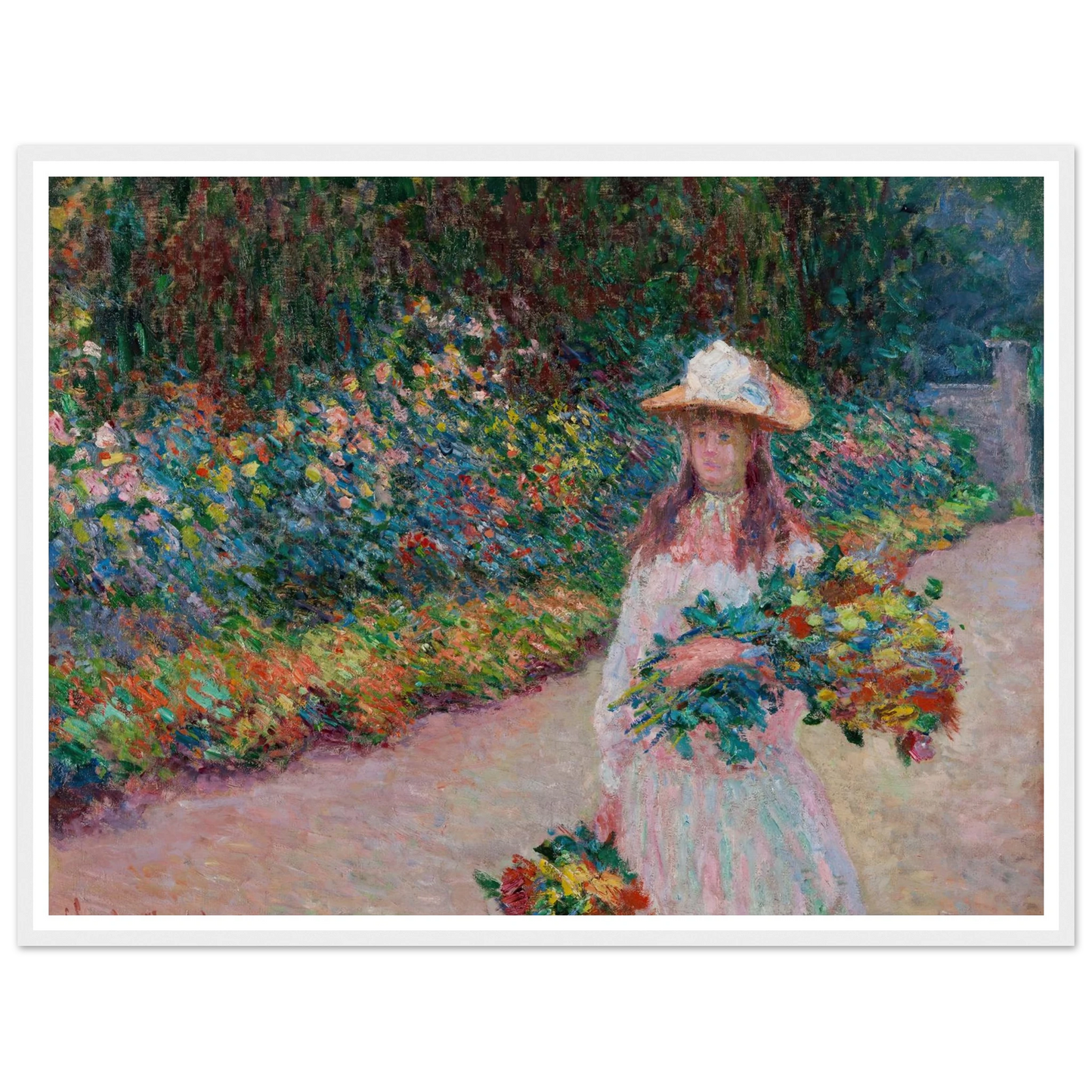 Jeune fille dans le jardin de Giverny (1888) Art Print | Claude Monet - Framed Poster - 30x40 cm / 12x16″ - Black frame