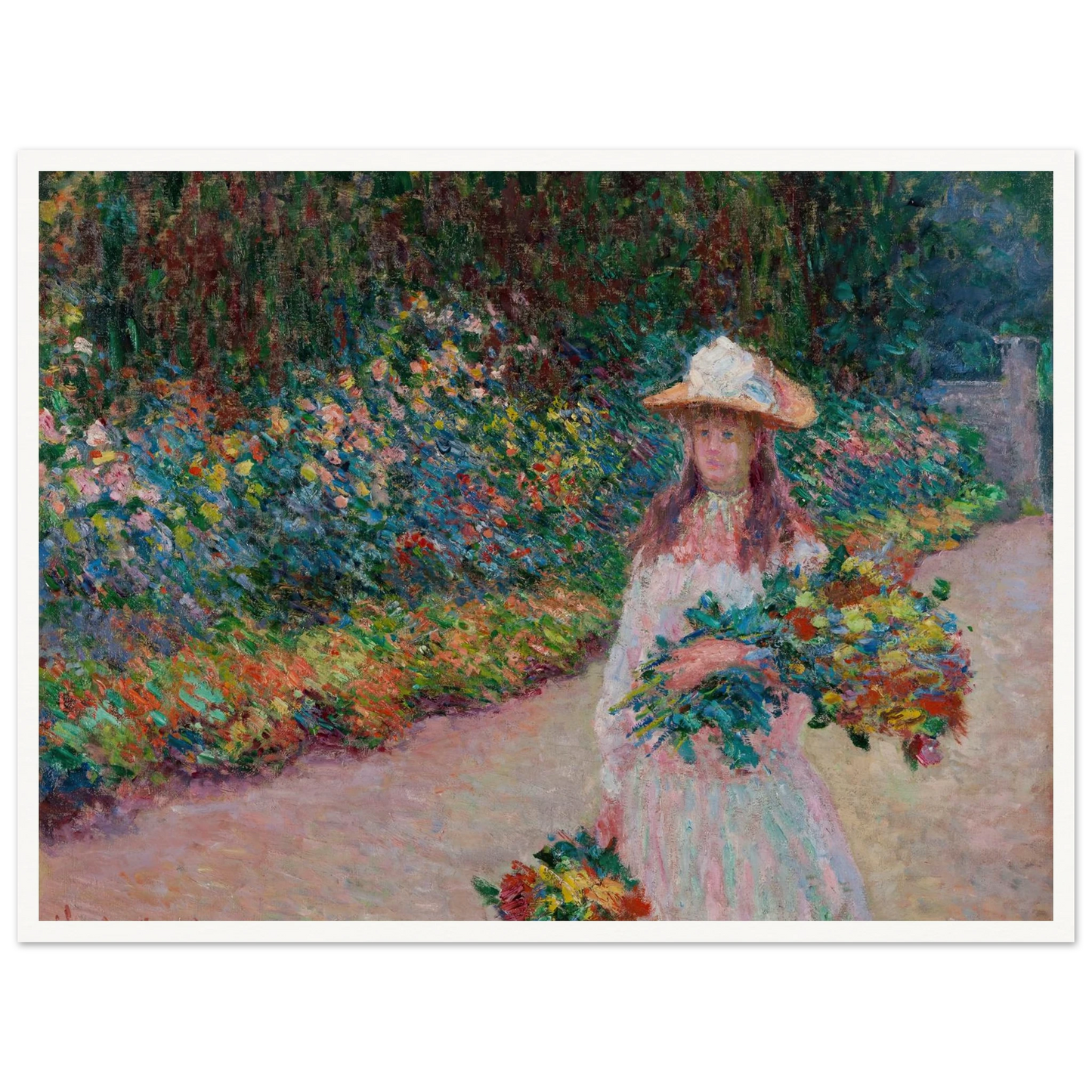 Jeune fille dans le jardin de Giverny (1888) Art Print | Claude Monet - Framed Poster - 30x40 cm / 12x16″ - Black frame