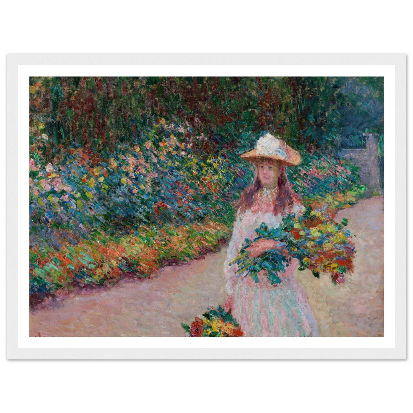 Jeune fille dans le jardin de Giverny (1888) Art Print | Claude Monet - Framed Poster - 30x40 cm / 12x16″ - Black frame