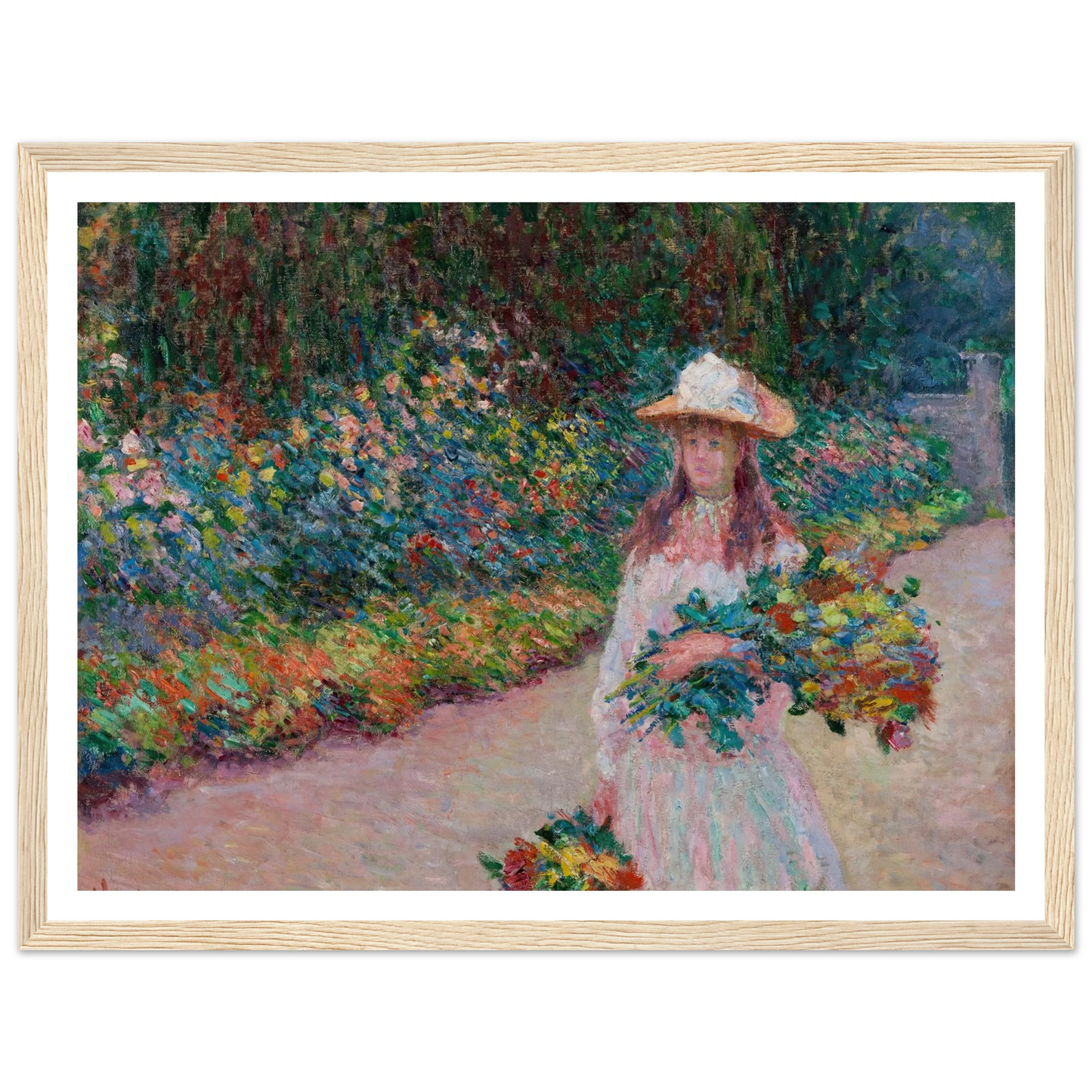 Jeune fille dans le jardin de Giverny (1888) Art Print | Claude Monet - Framed Poster - 30x40 cm / 12x16″ - Black frame