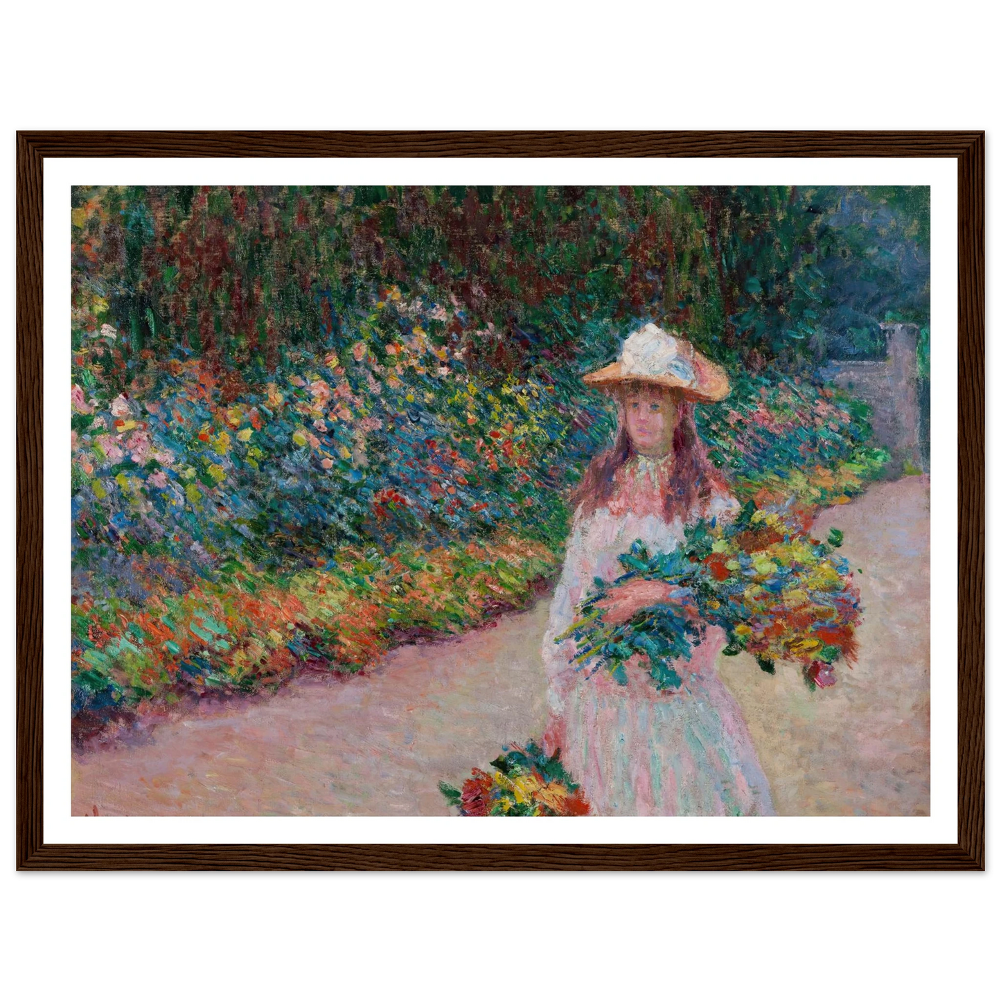 Jeune fille dans le jardin de Giverny (1888) Art Print | Claude Monet - Framed Poster - 30x40 cm / 12x16″ - Black frame