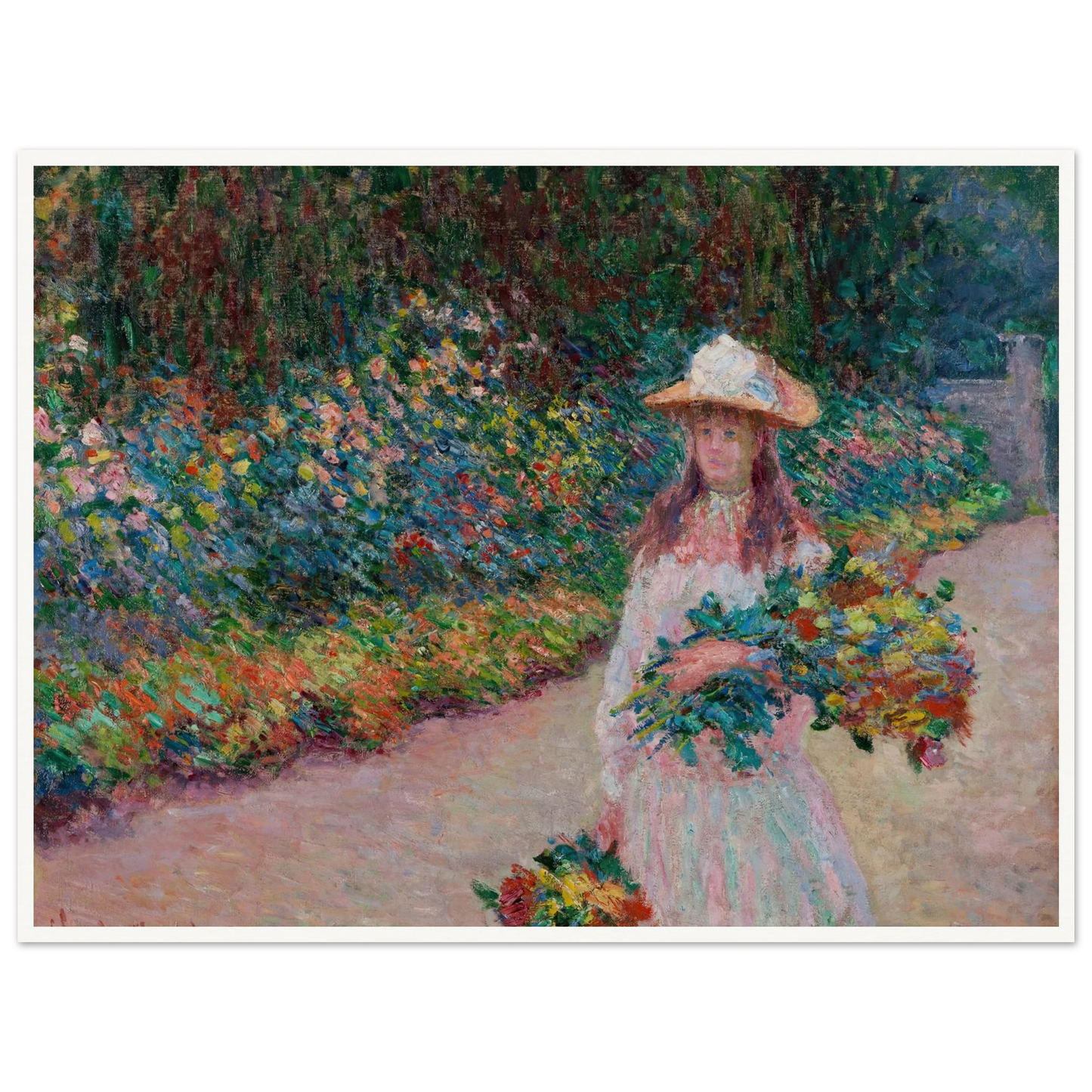Jeune fille dans le jardin de Giverny (1888) Art Print | Claude Monet - Framed Poster - 30x40 cm / 12x16″ - Black frame