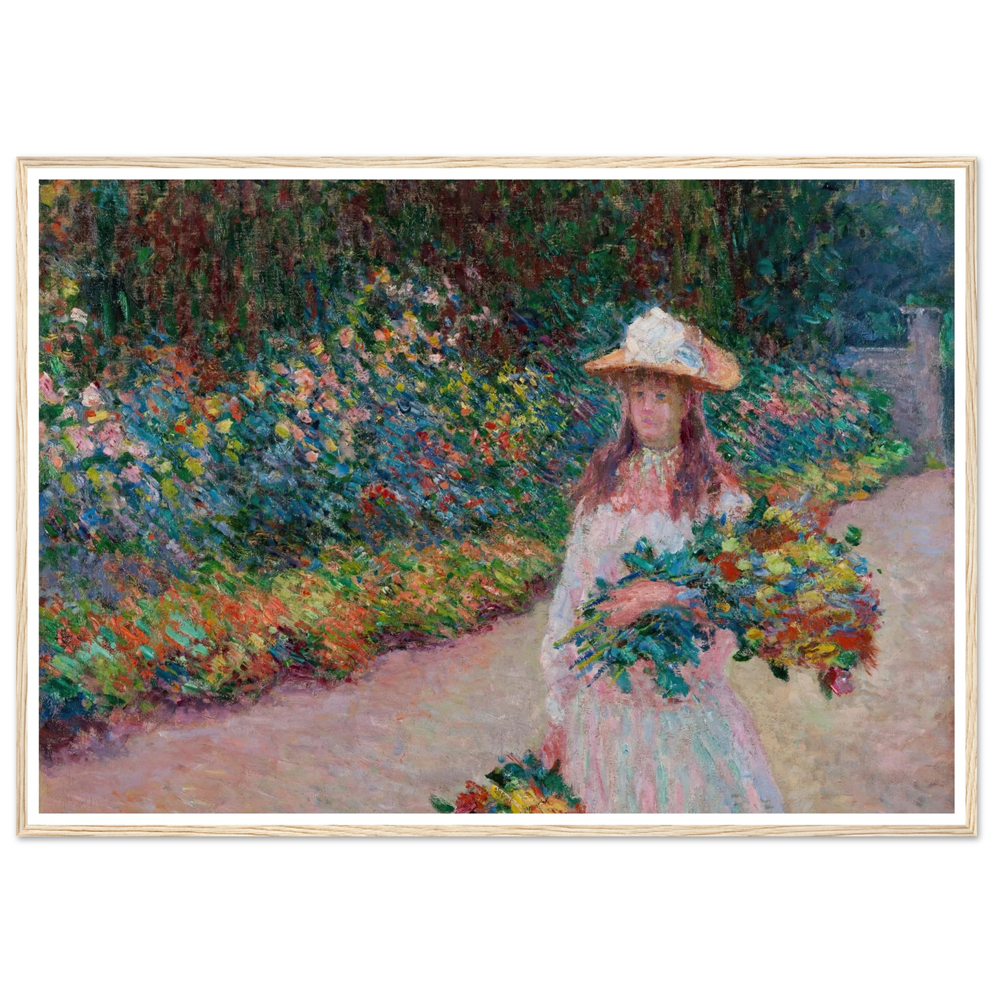Jeune fille dans le jardin de Giverny (1888) Art Print | Claude Monet - Framed Poster - 30x40 cm / 12x16″ - Black frame