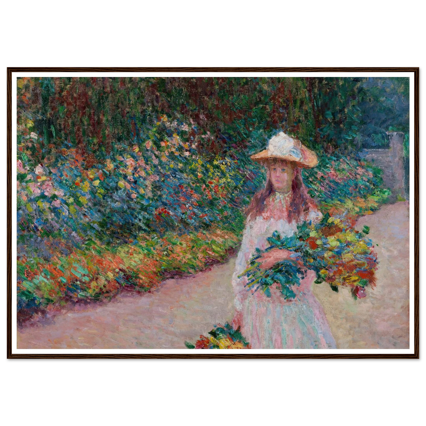 Jeune fille dans le jardin de Giverny (1888) Art Print | Claude Monet - Framed Poster - 30x40 cm / 12x16″ - Black frame
