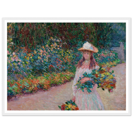 Jeune fille dans le jardin de Giverny (1888) Art Print | Claude Monet - Framed Poster - 30x40 cm / 12x16″ - Black frame