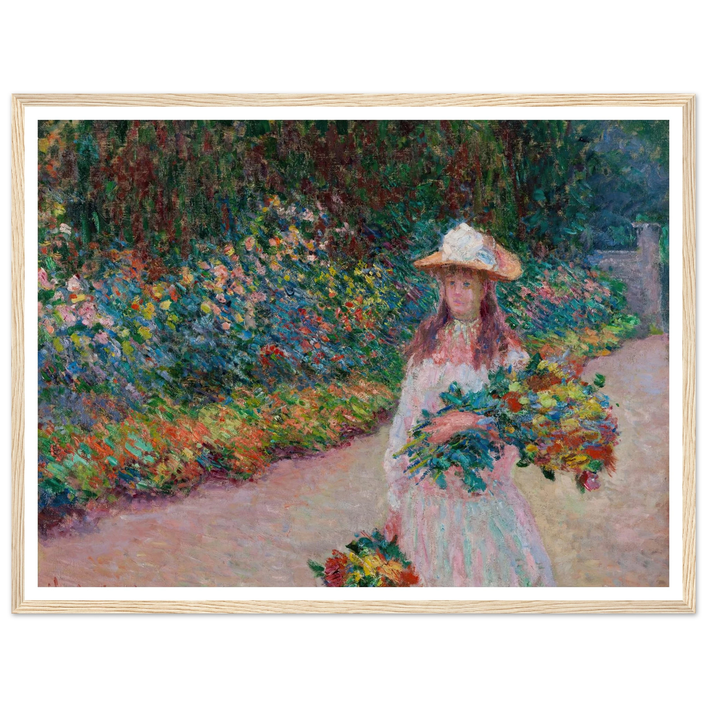 Jeune fille dans le jardin de Giverny (1888) Art Print | Claude Monet - Framed Poster - 30x40 cm / 12x16″ - Black frame