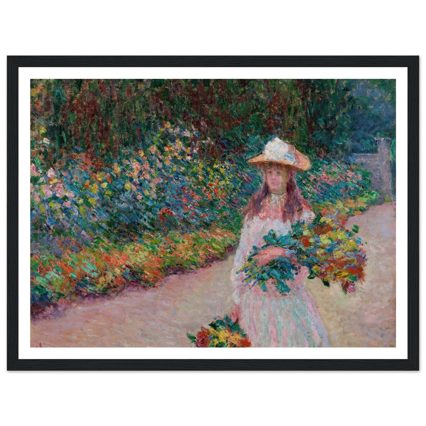 Jeune fille dans le jardin de Giverny (1888) Art Print | Claude Monet - Framed Poster - 30x40 cm / 12x16″ - Black frame