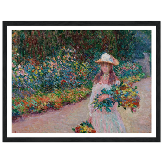 Jeune fille dans le jardin de Giverny (1888) Art Print | Claude Monet - Framed Poster - 30x40 cm / 12x16″ - Black frame