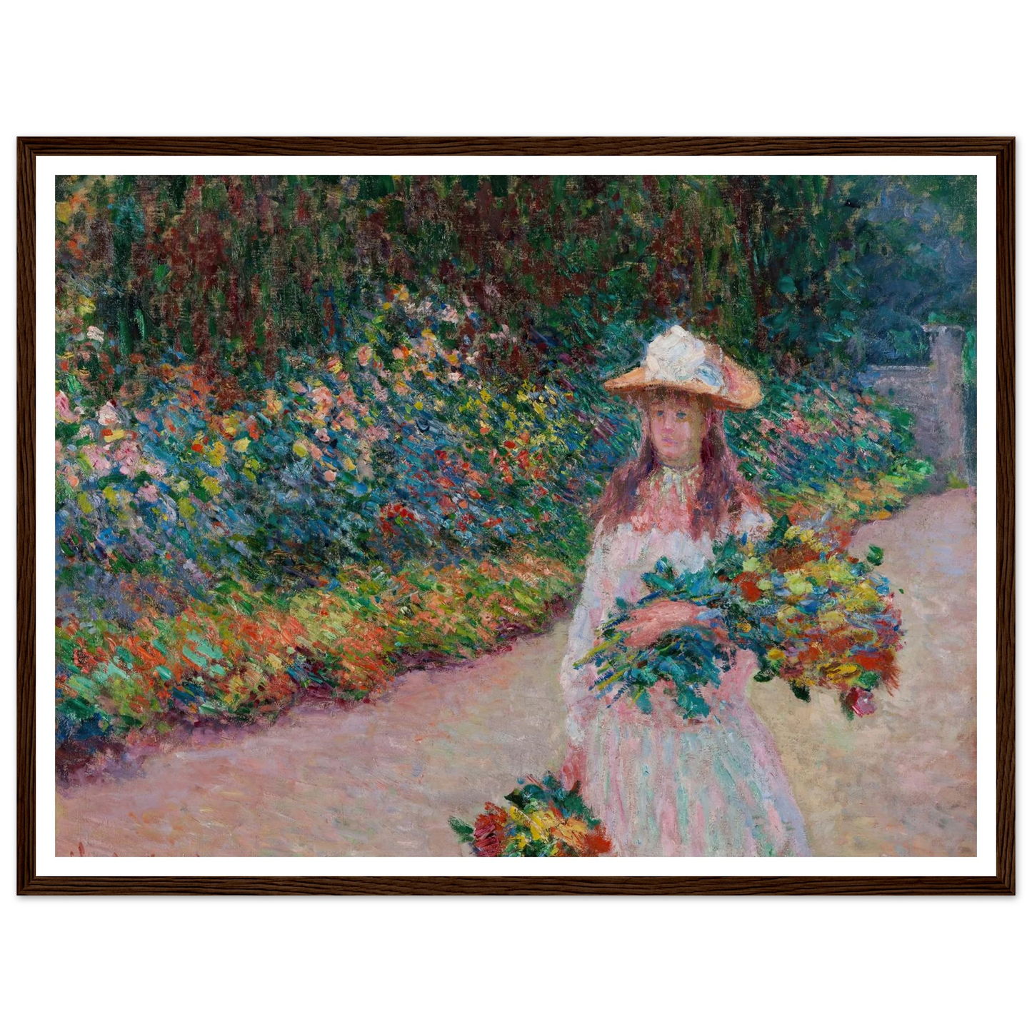 Jeune fille dans le jardin de Giverny (1888) Art Print | Claude Monet - Framed Poster - 30x40 cm / 12x16″ - Black frame