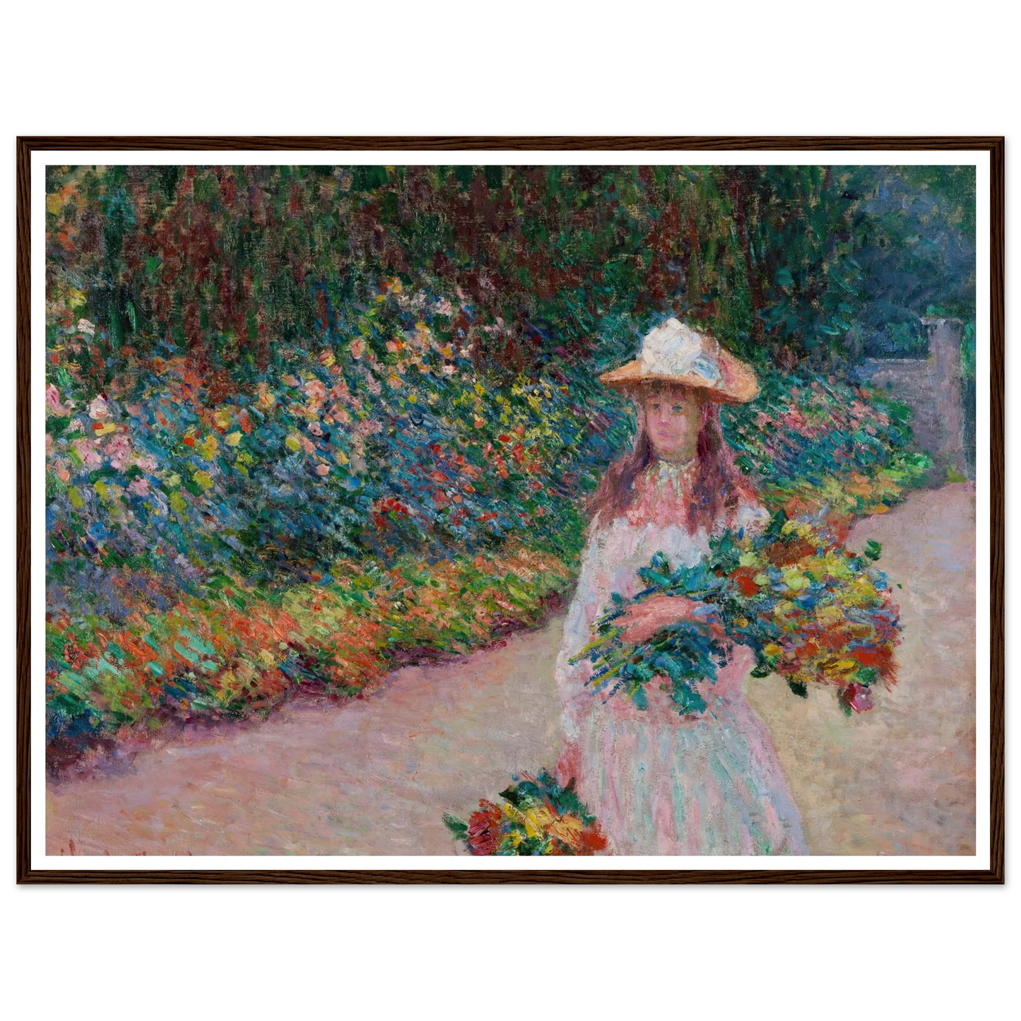 Jeune fille dans le jardin de Giverny (1888) Art Print | Claude Monet - Framed Poster - 30x40 cm / 12x16″ - Black frame