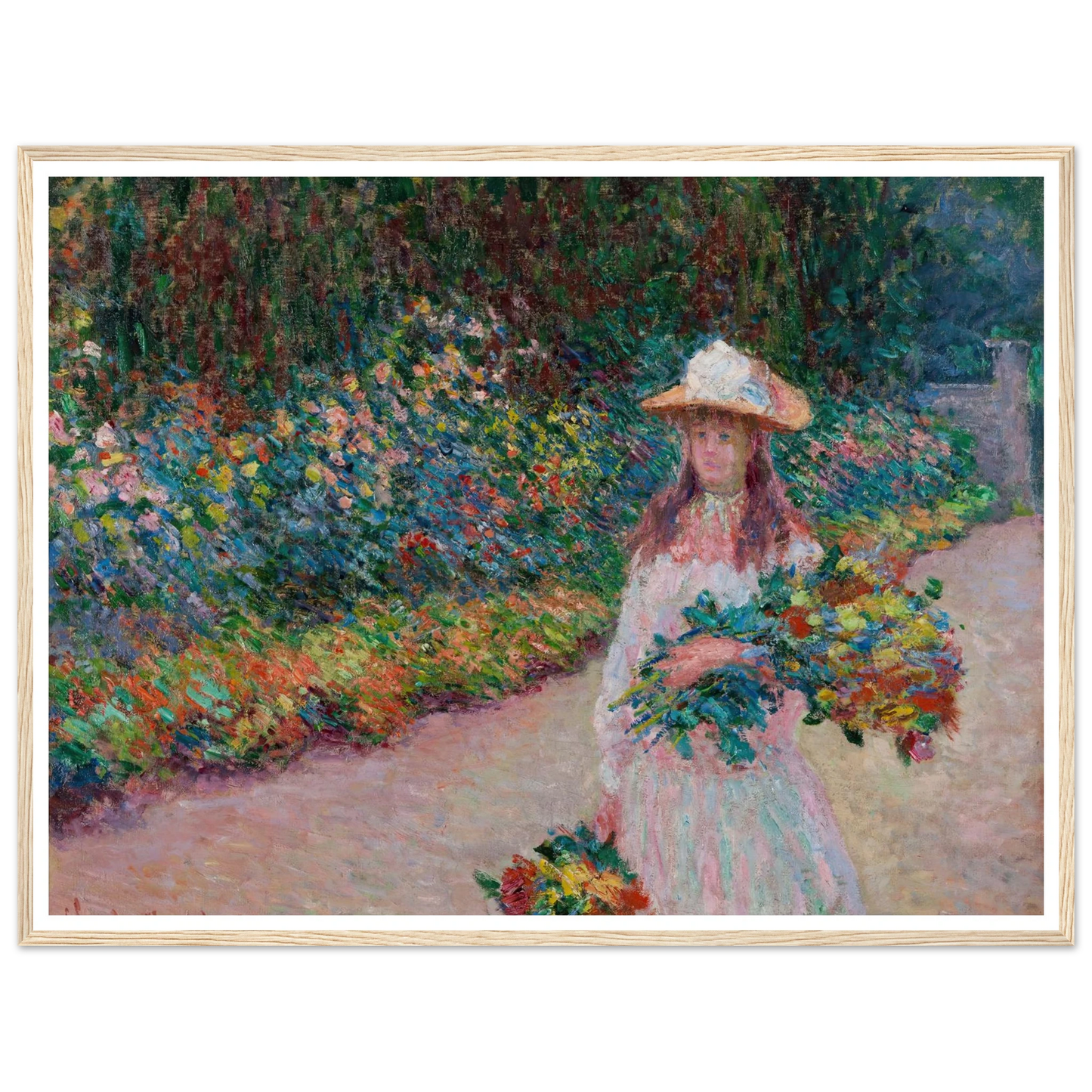 Jeune fille dans le jardin de Giverny (1888) Art Print | Claude Monet - Framed Poster - 30x40 cm / 12x16″ - Black frame
