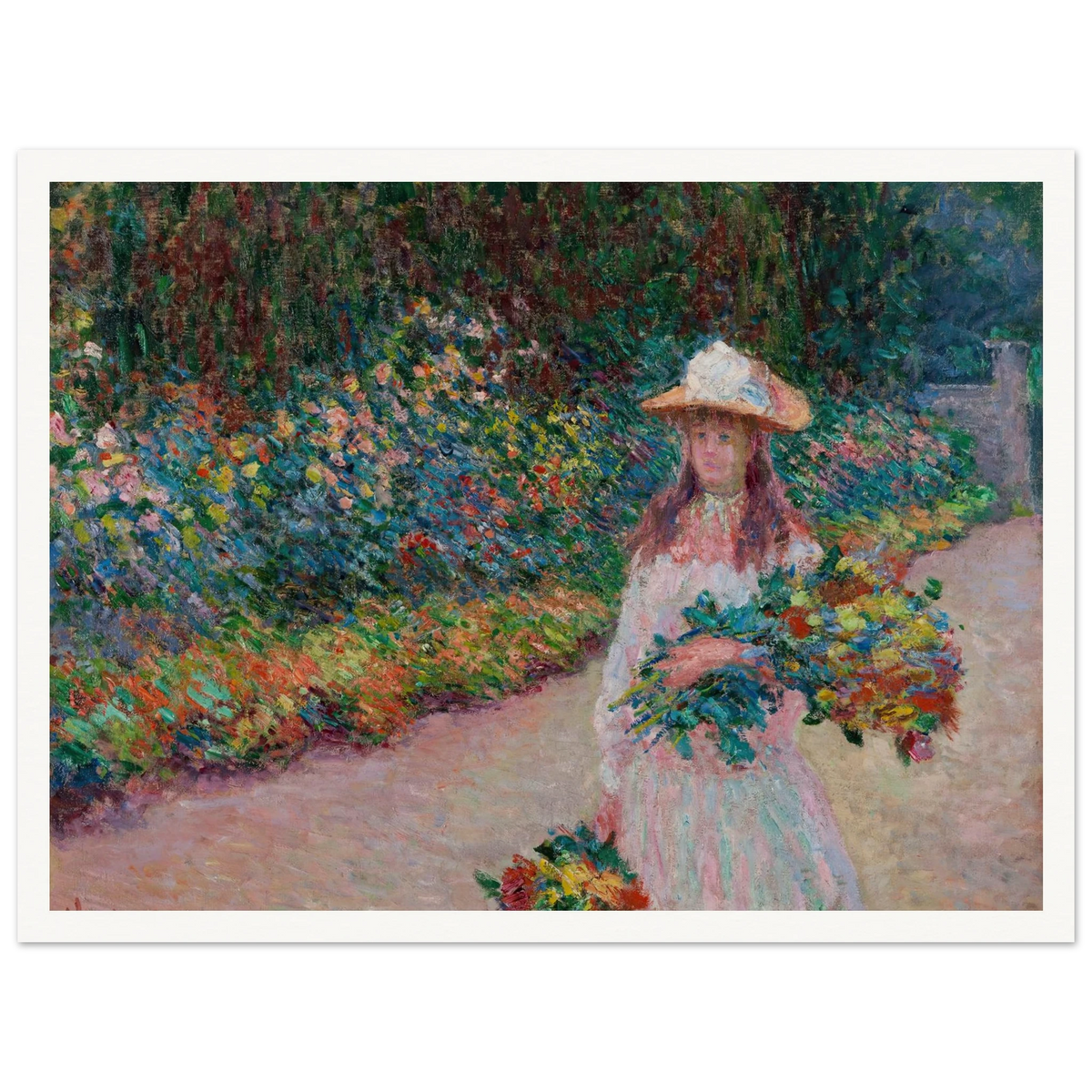 Jeune fille dans le jardin de Giverny (1888) Art Print | Claude Monet - Framed Poster - 30x40 cm / 12x16″ - Black frame
