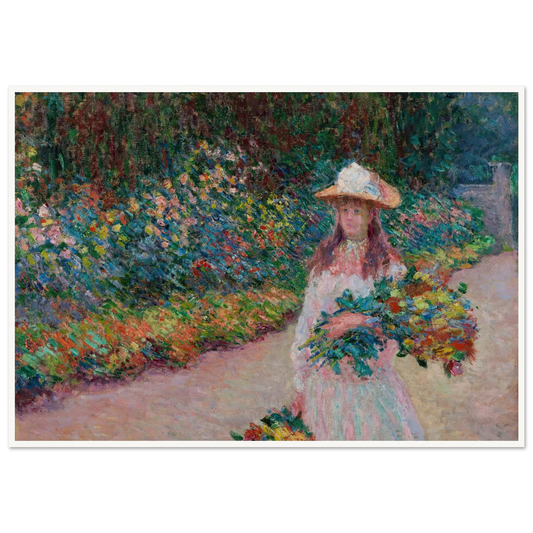 Jeune fille dans le jardin de Giverny (1888) Art Print | Claude Monet - Framed Poster - 30x40 cm / 12x16″ - Black frame