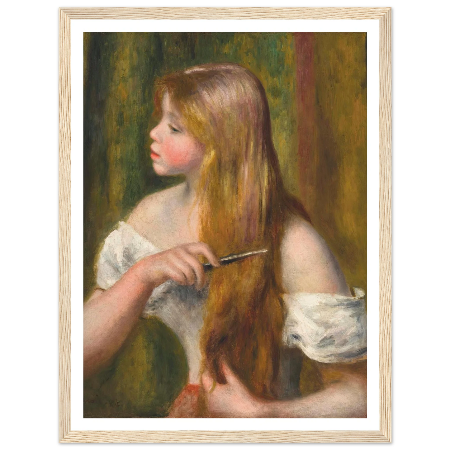 Jeune fille se peignant (La Toilette) (1894) Art Print | Pierre Auguste Renoir - Framed Poster - 30x40 cm / 12x16″ - Black frame