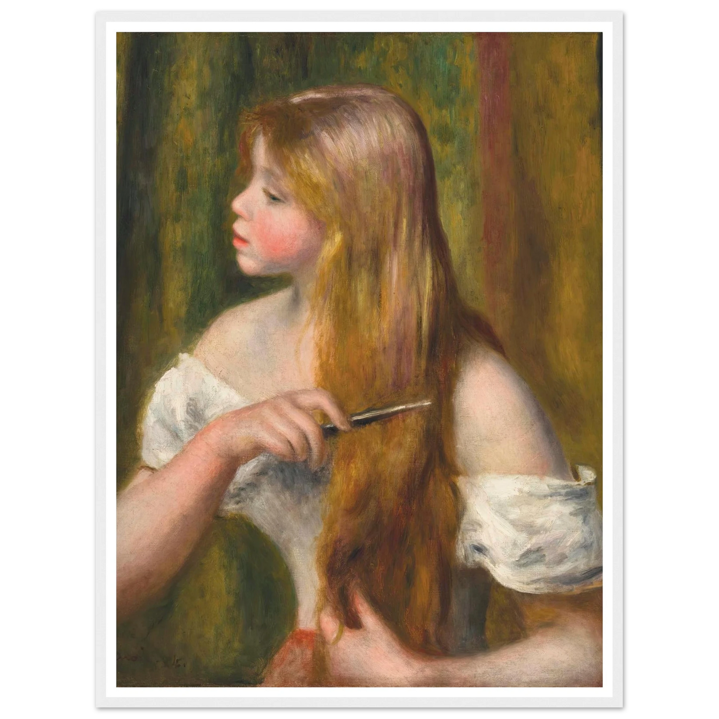 Jeune fille se peignant (La Toilette) (1894) Art Print | Pierre Auguste Renoir - Framed Poster - 30x40 cm / 12x16″ - Black frame