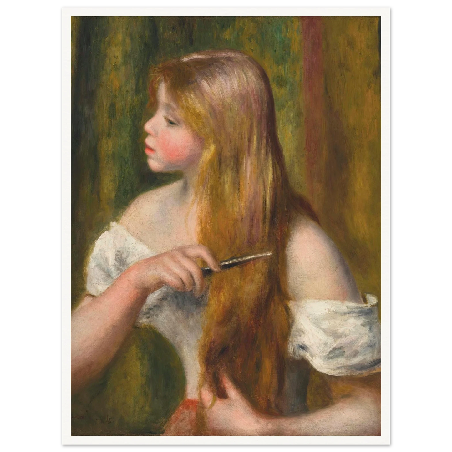 Jeune fille se peignant (La Toilette) (1894) Art Print | Pierre Auguste Renoir - Framed Poster - 30x40 cm / 12x16″ - Black frame