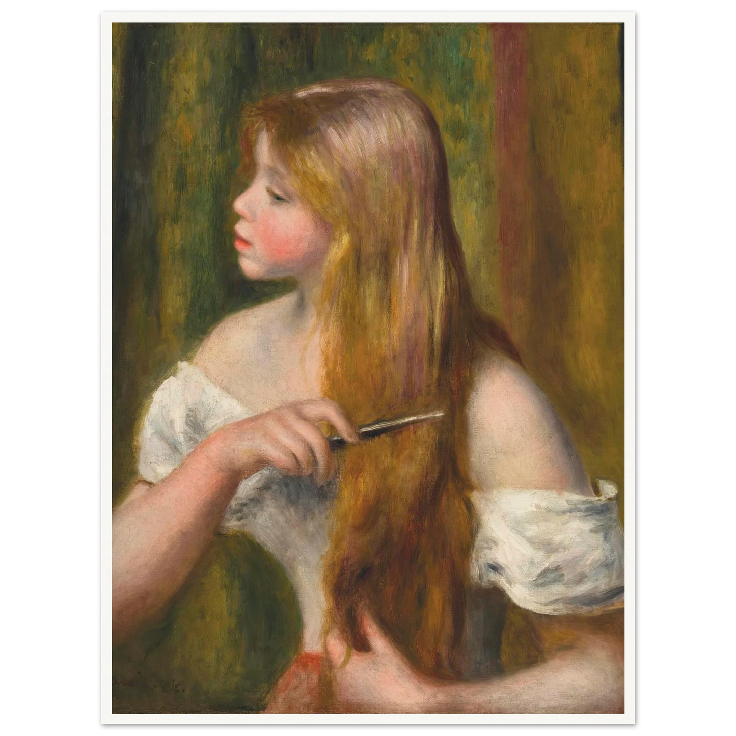Jeune fille se peignant (La Toilette) (1894) Art Print | Pierre Auguste Renoir - Framed Poster - 30x40 cm / 12x16″ - Black frame