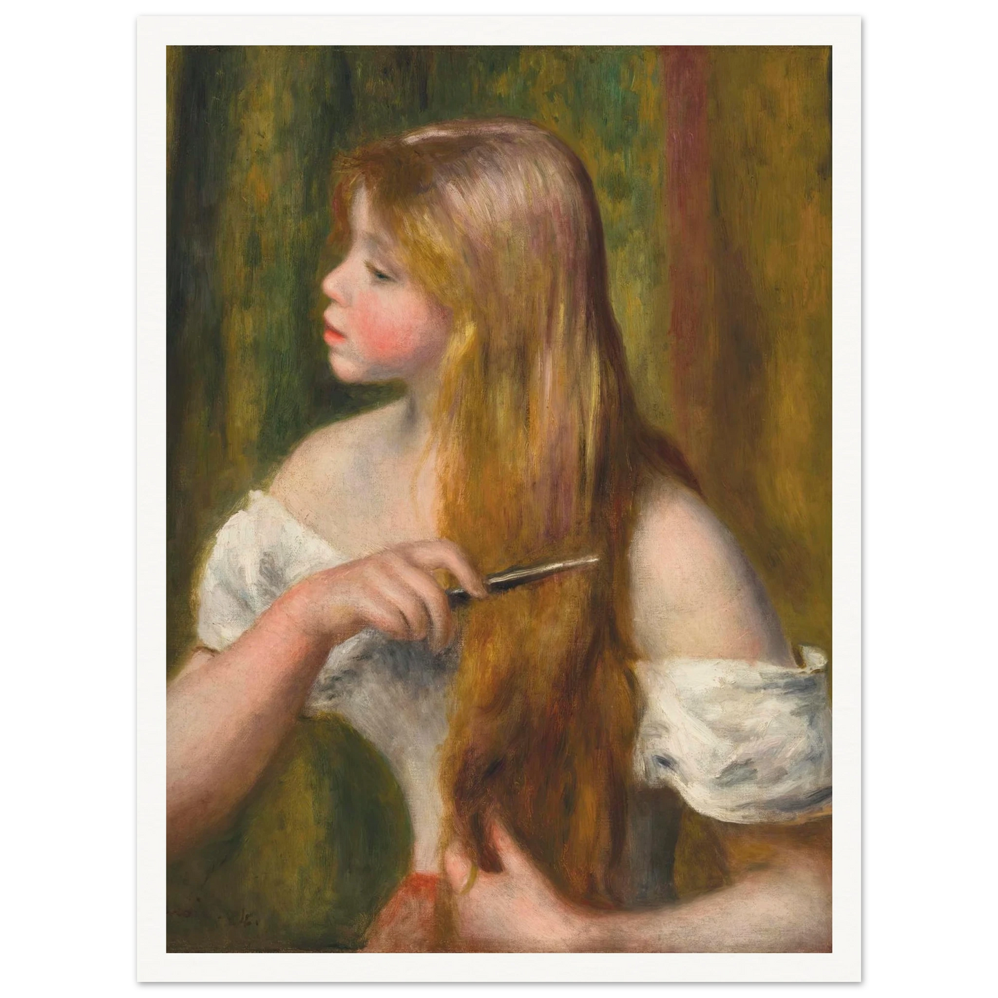 Jeune fille se peignant (La Toilette) (1894) Art Print | Pierre Auguste Renoir - Framed Poster - 30x40 cm / 12x16″ - Black frame