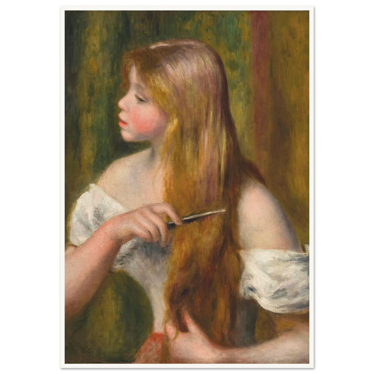 Jeune fille se peignant (La Toilette) (1894) Art Print | Pierre Auguste Renoir - Framed Poster - 30x40 cm / 12x16″ - Black frame