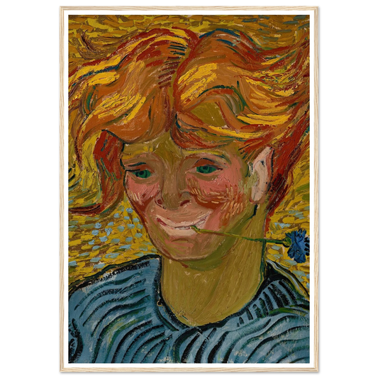 Jeune homme au bleuet (1890) Art Print | Vincent van Gogh - Framed Poster - 30x40 cm / 12x16″ - Black frame