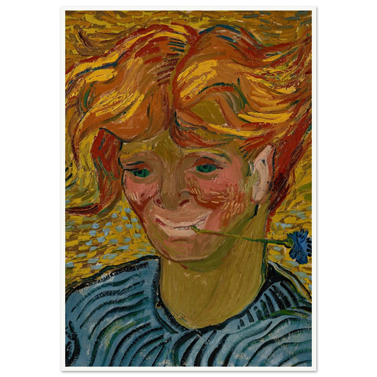 Jeune homme au bleuet (1890) Art Print | Vincent van Gogh - Framed Poster - 30x40 cm / 12x16″ - Black frame