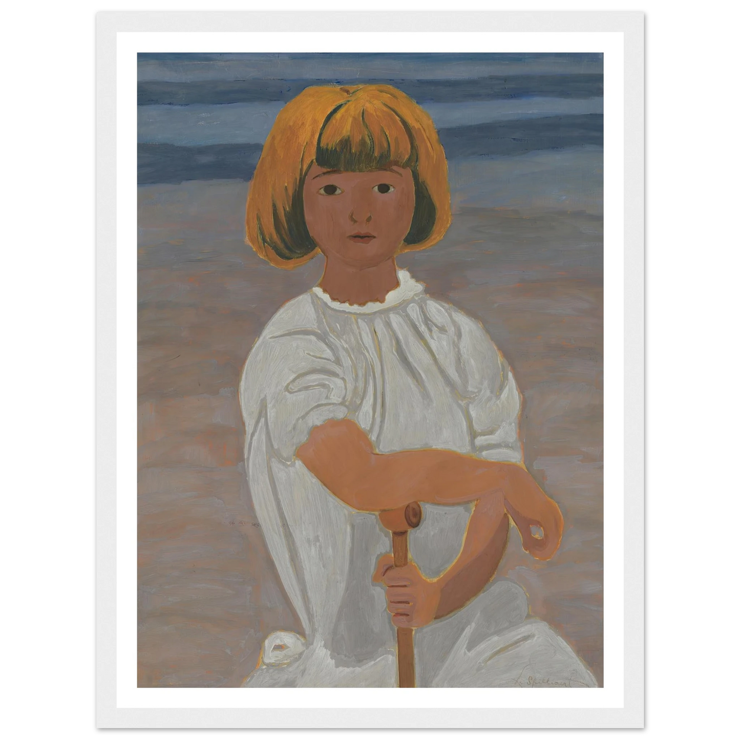 Jong meisje op het strand (from 1924 until 1925) Art Print | Leon Spilliaert - Framed Poster - 30x40 cm / 12x16″ - Black frame