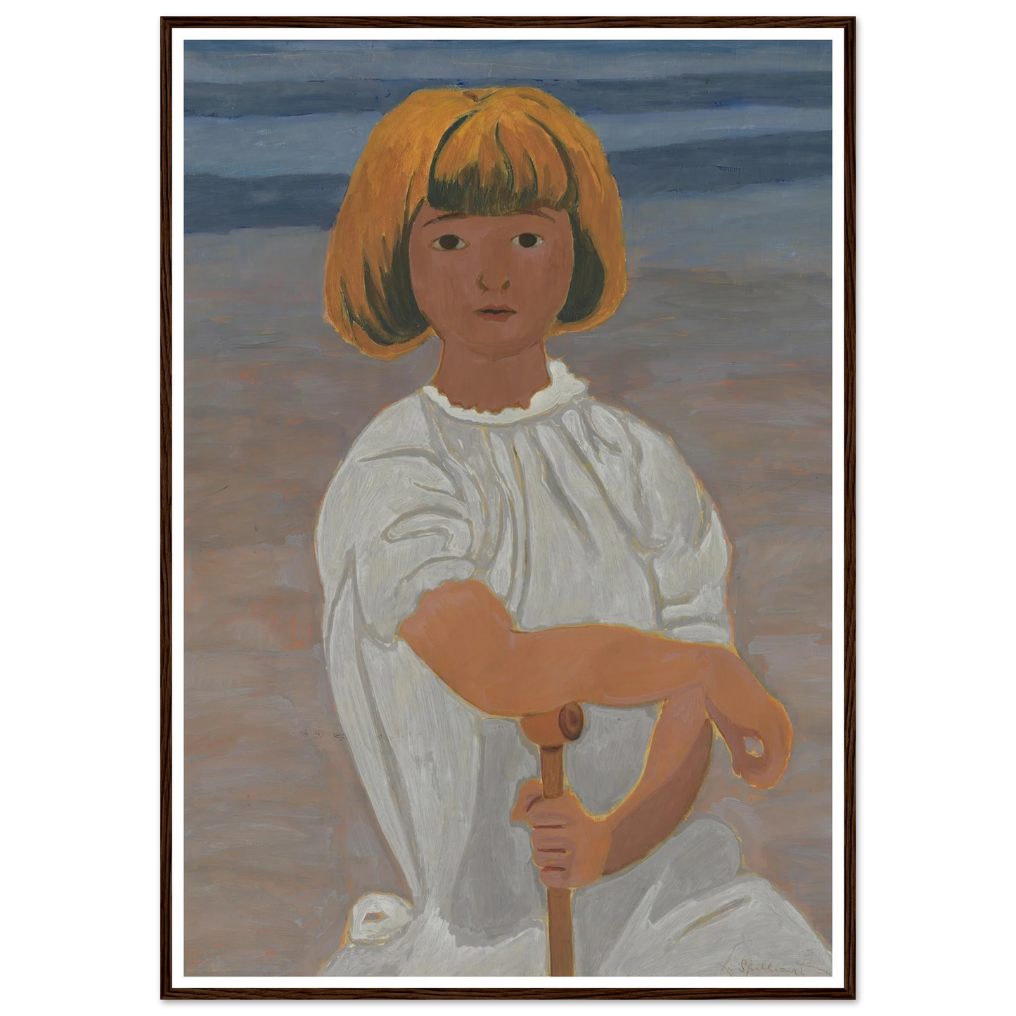 Jong meisje op het strand (from 1924 until 1925) Art Print | Leon Spilliaert - Framed Poster - 30x40 cm / 12x16″ - Black frame