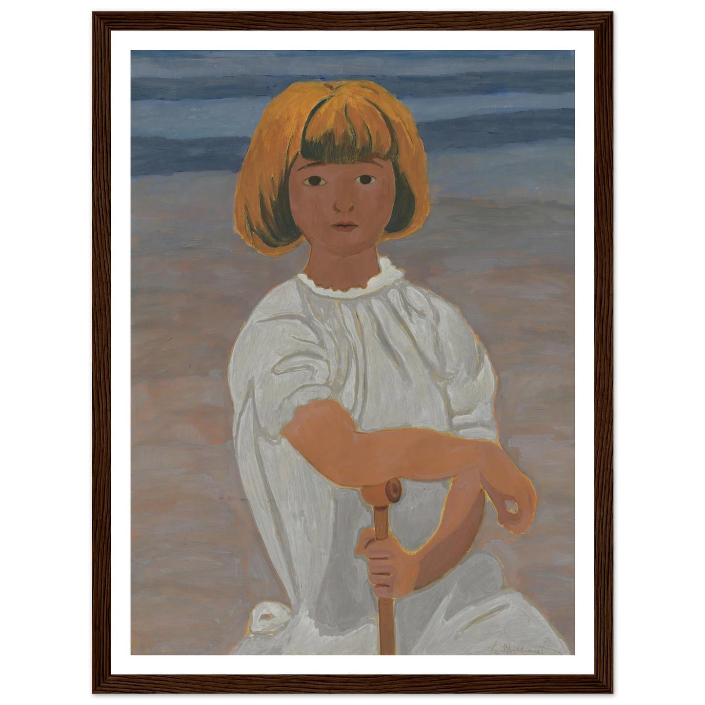 Jong meisje op het strand (from 1924 until 1925) Art Print | Leon Spilliaert - Framed Poster - 30x40 cm / 12x16″ - Black frame