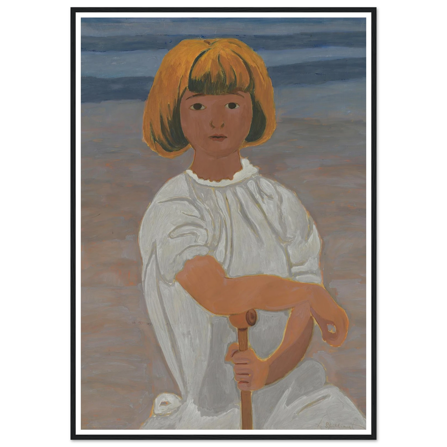 Jong meisje op het strand (from 1924 until 1925) Art Print | Leon Spilliaert - Framed Poster - 30x40 cm / 12x16″ - Black frame