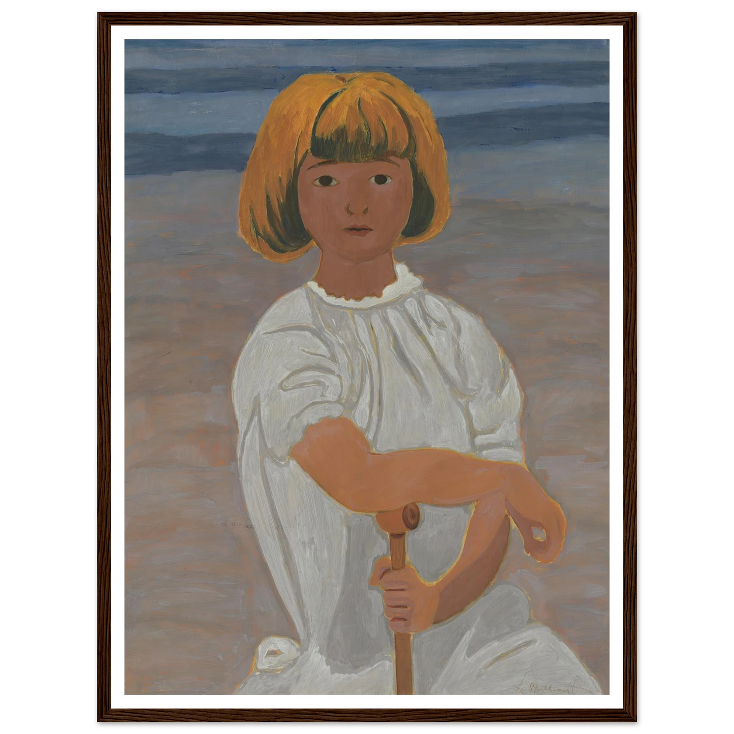 Jong meisje op het strand (from 1924 until 1925) Art Print | Leon Spilliaert - Framed Poster - 30x40 cm / 12x16″ - Black frame