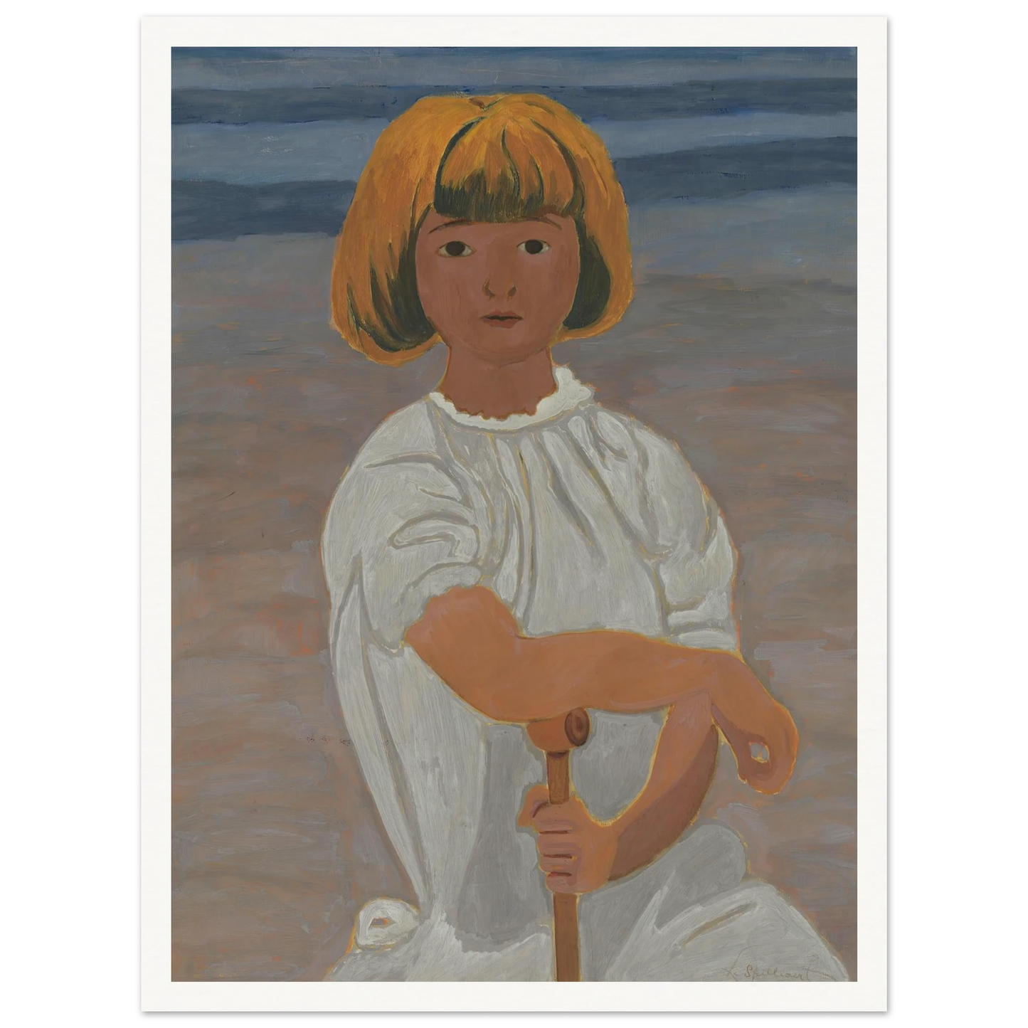 Jong meisje op het strand (from 1924 until 1925) Art Print | Leon Spilliaert - Framed Poster - 30x40 cm / 12x16″ - Black frame