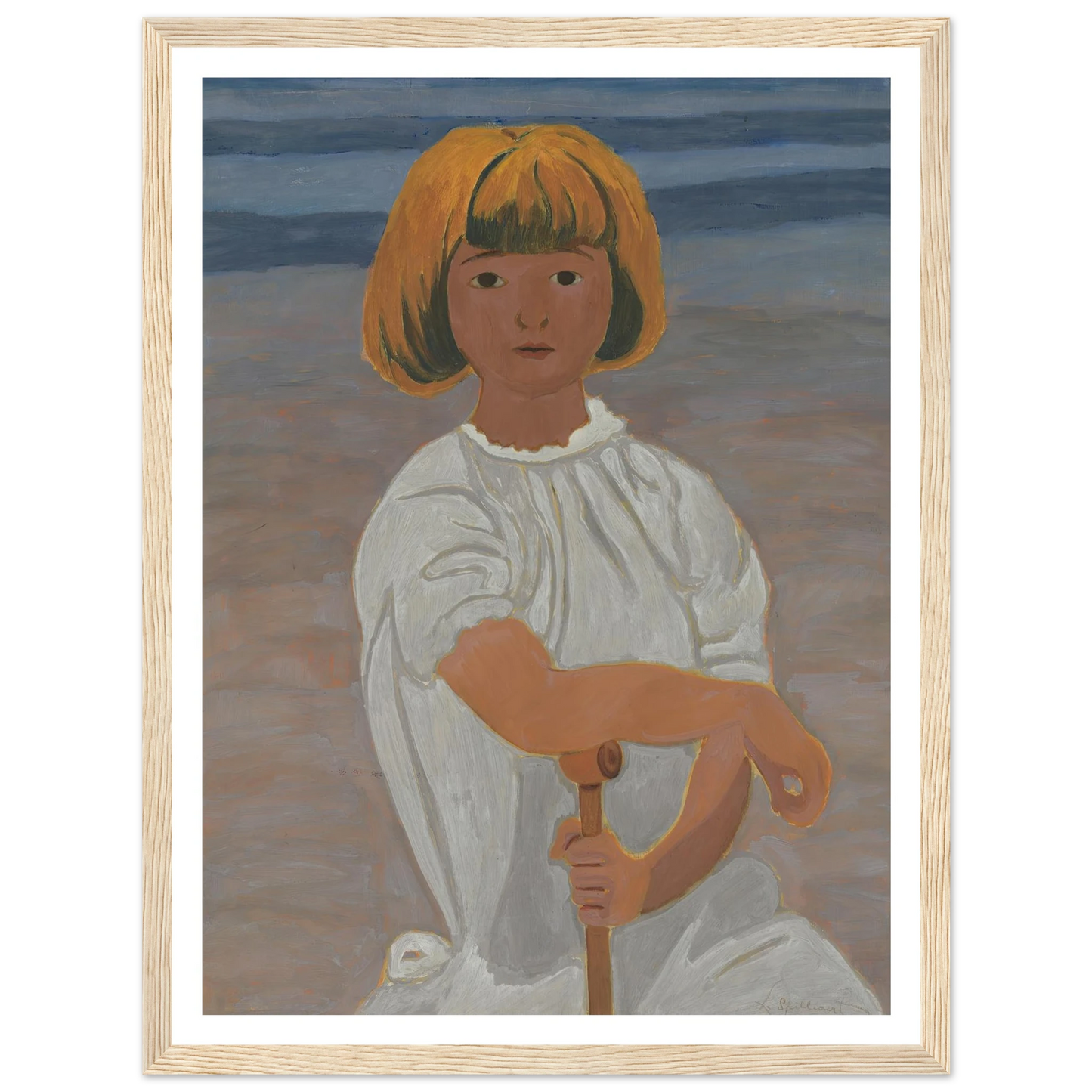 Jong meisje op het strand (from 1924 until 1925) Art Print | Leon Spilliaert - Framed Poster - 30x40 cm / 12x16″ - Black frame